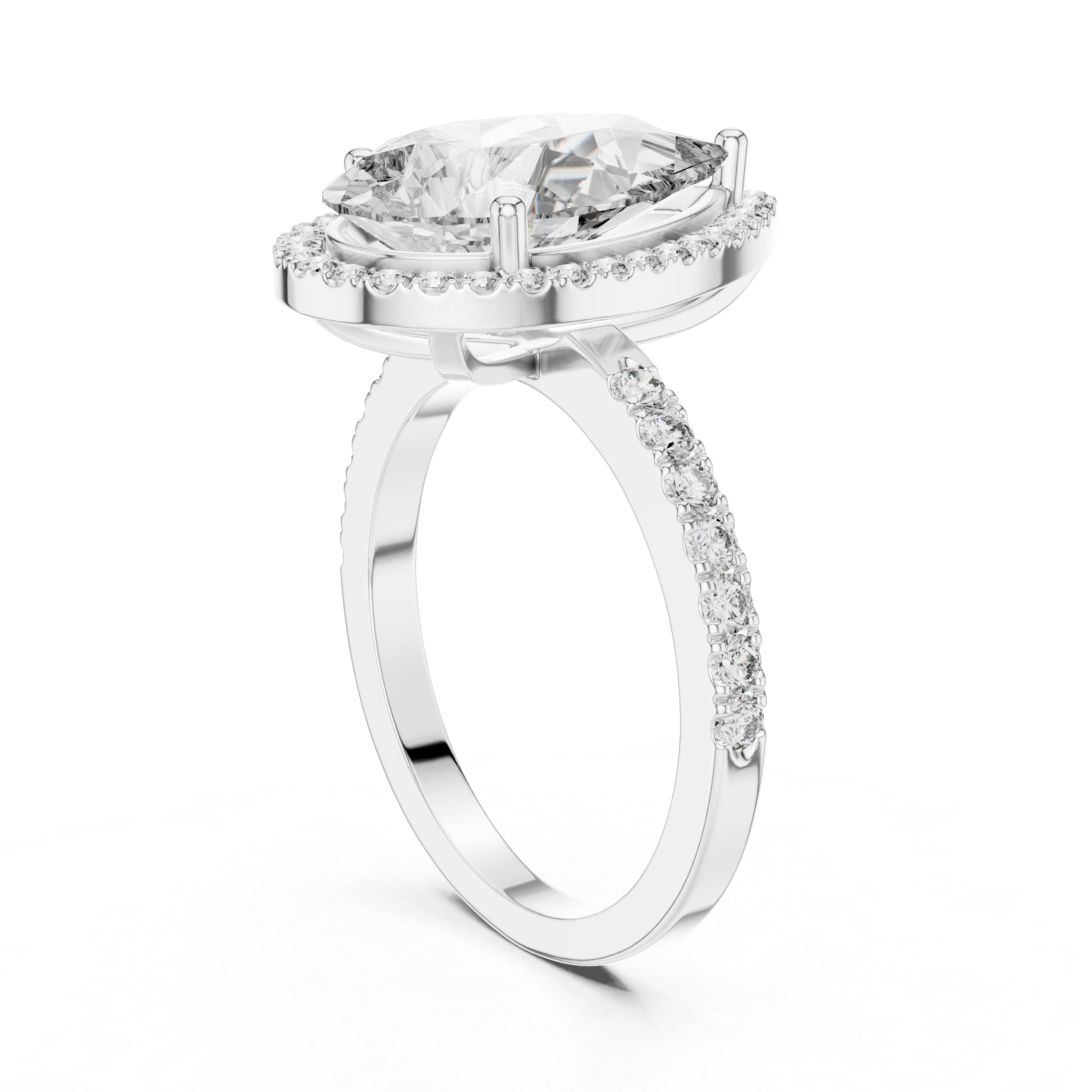 4CT Pear With Halo Setting Engagement Ring