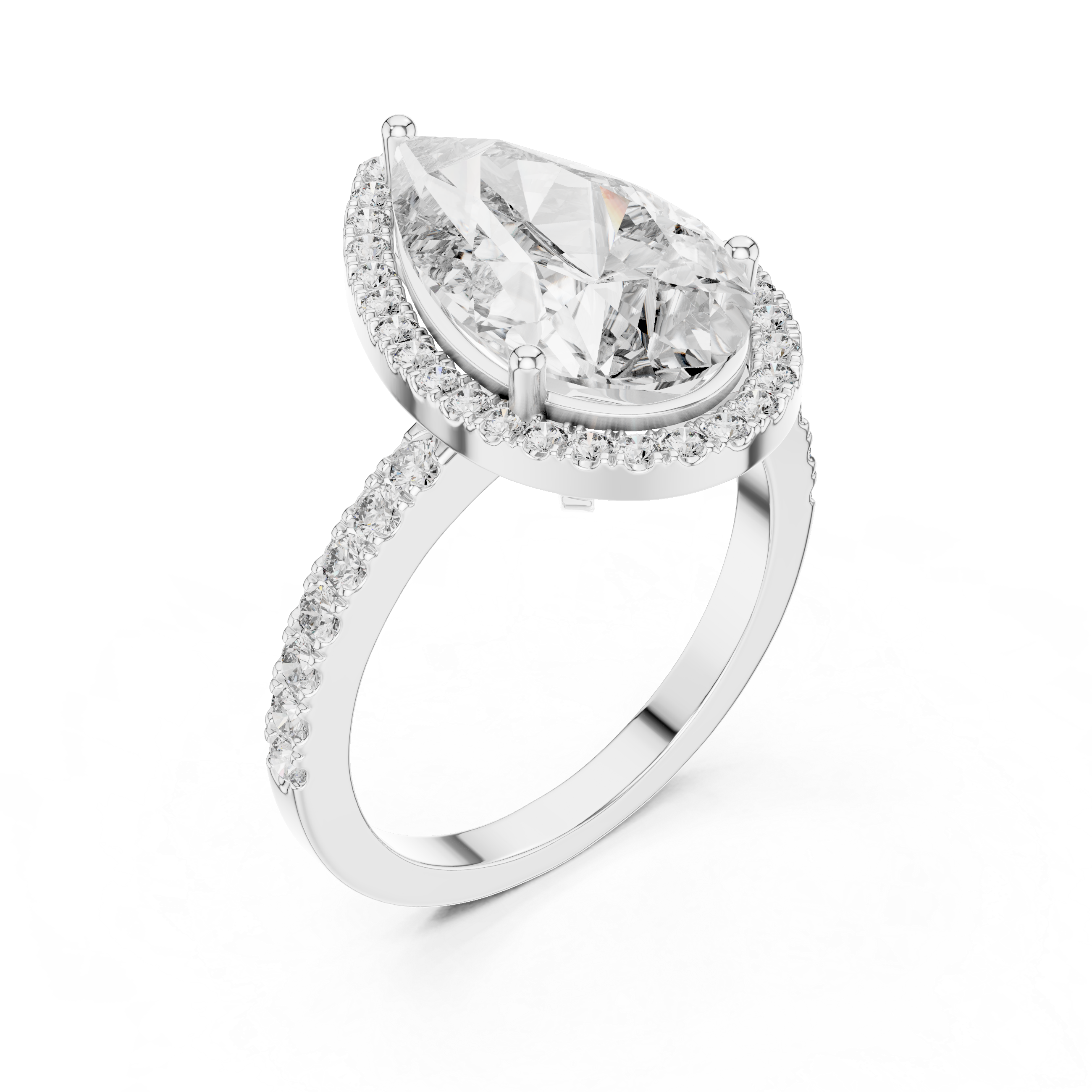 4CT Pear With Halo Setting Engagement Ring