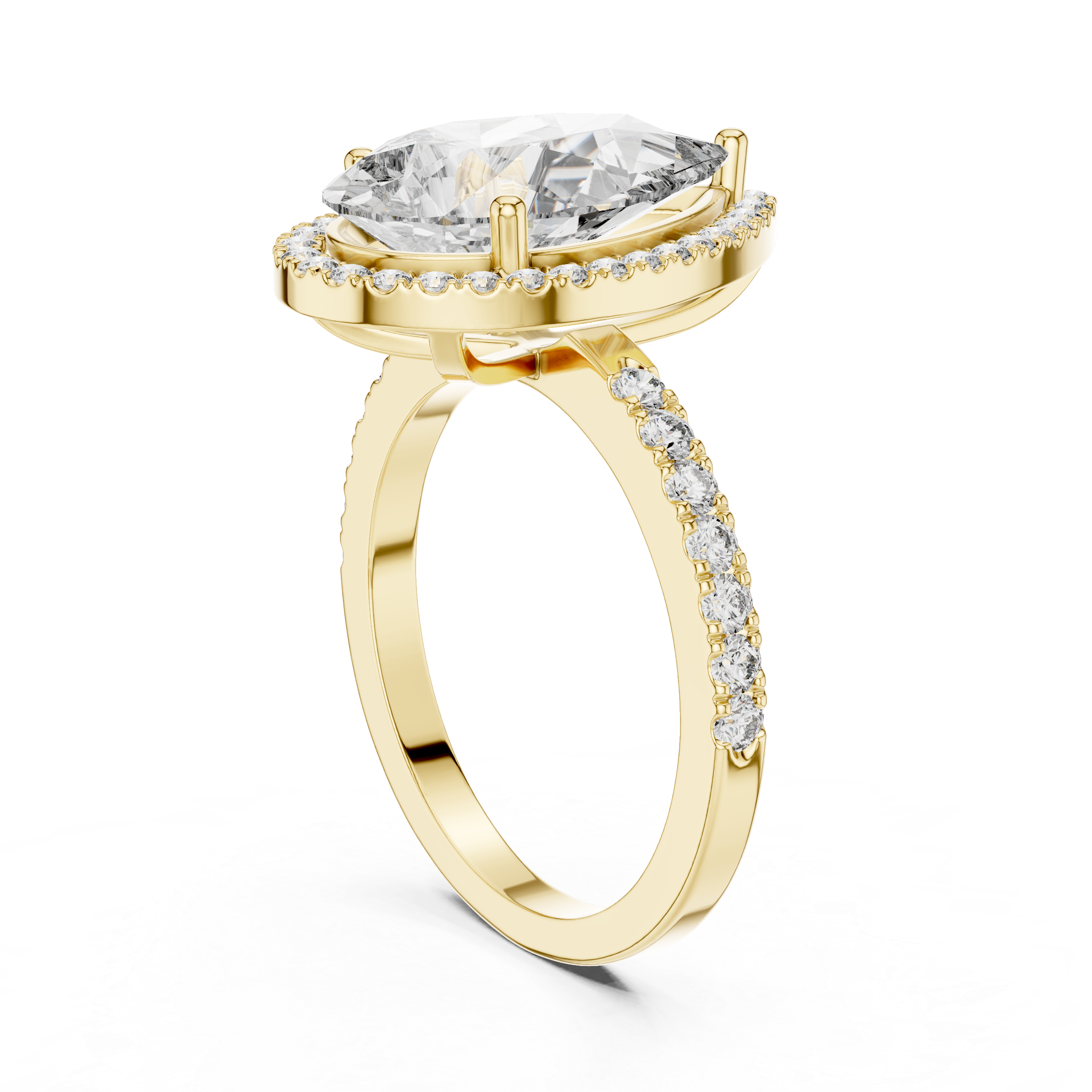 4CT Pear With Halo Setting Engagement Ring