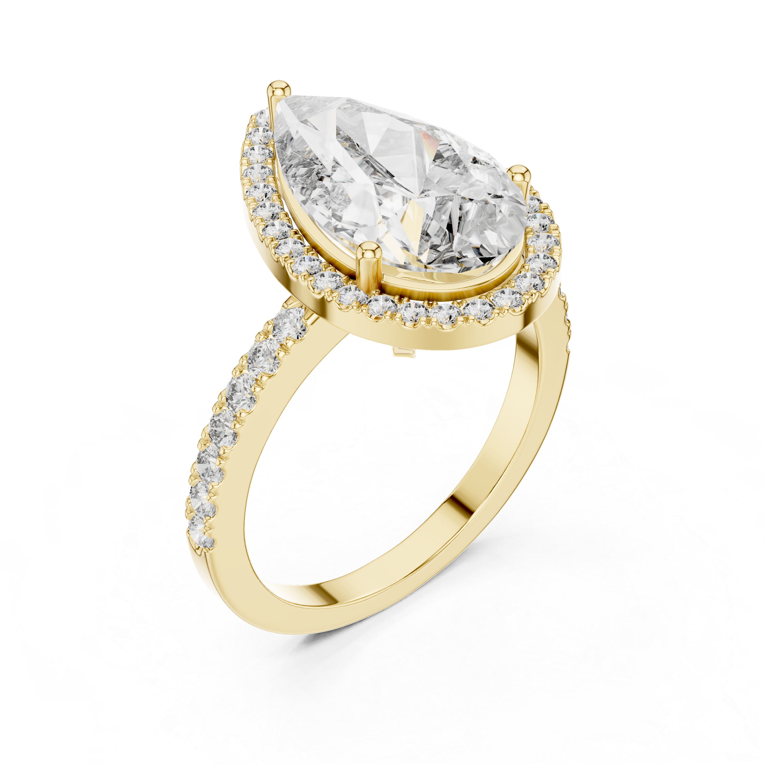 4CT Pear With Halo Setting Engagement Ring