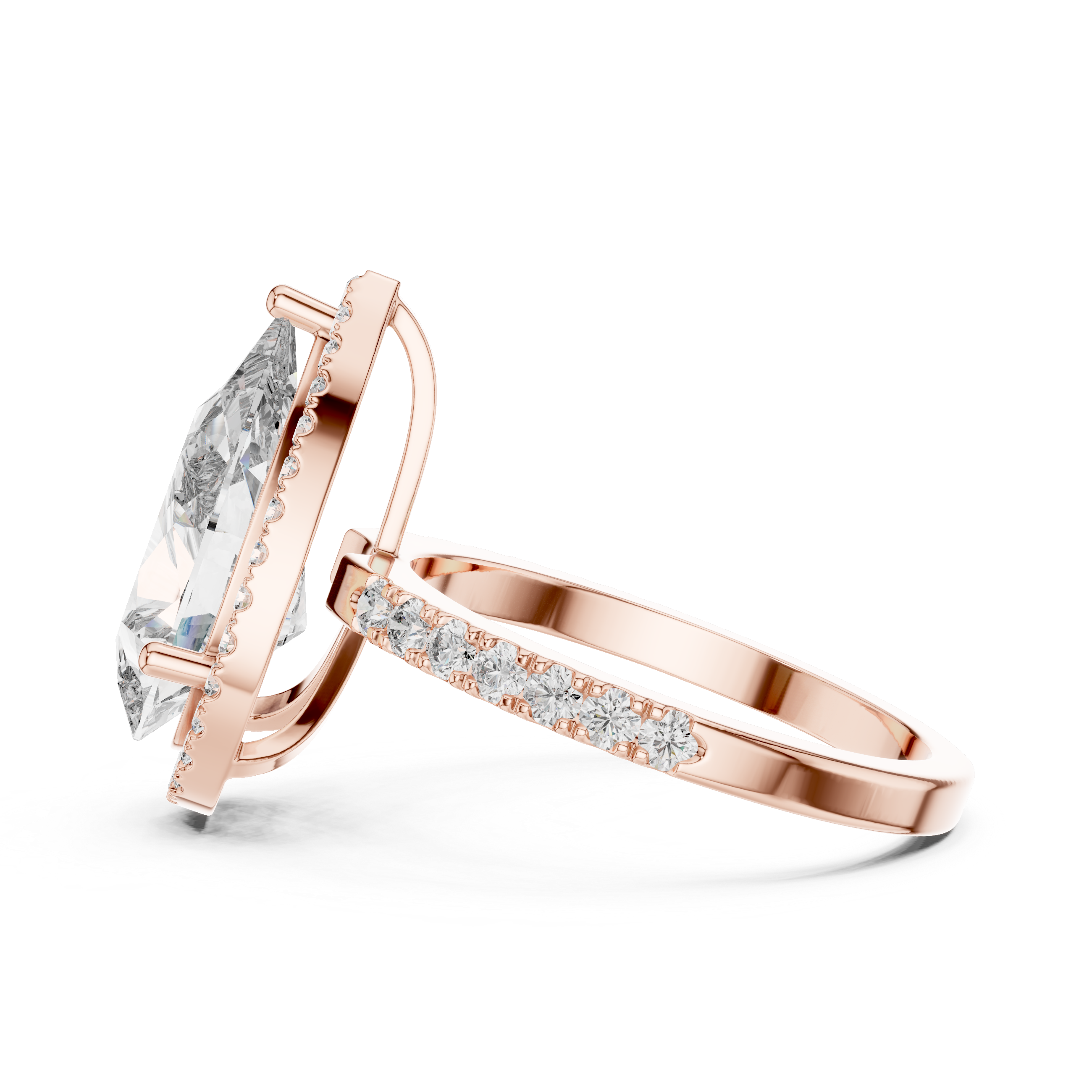4CT Pear With Halo Setting Engagement Ring
