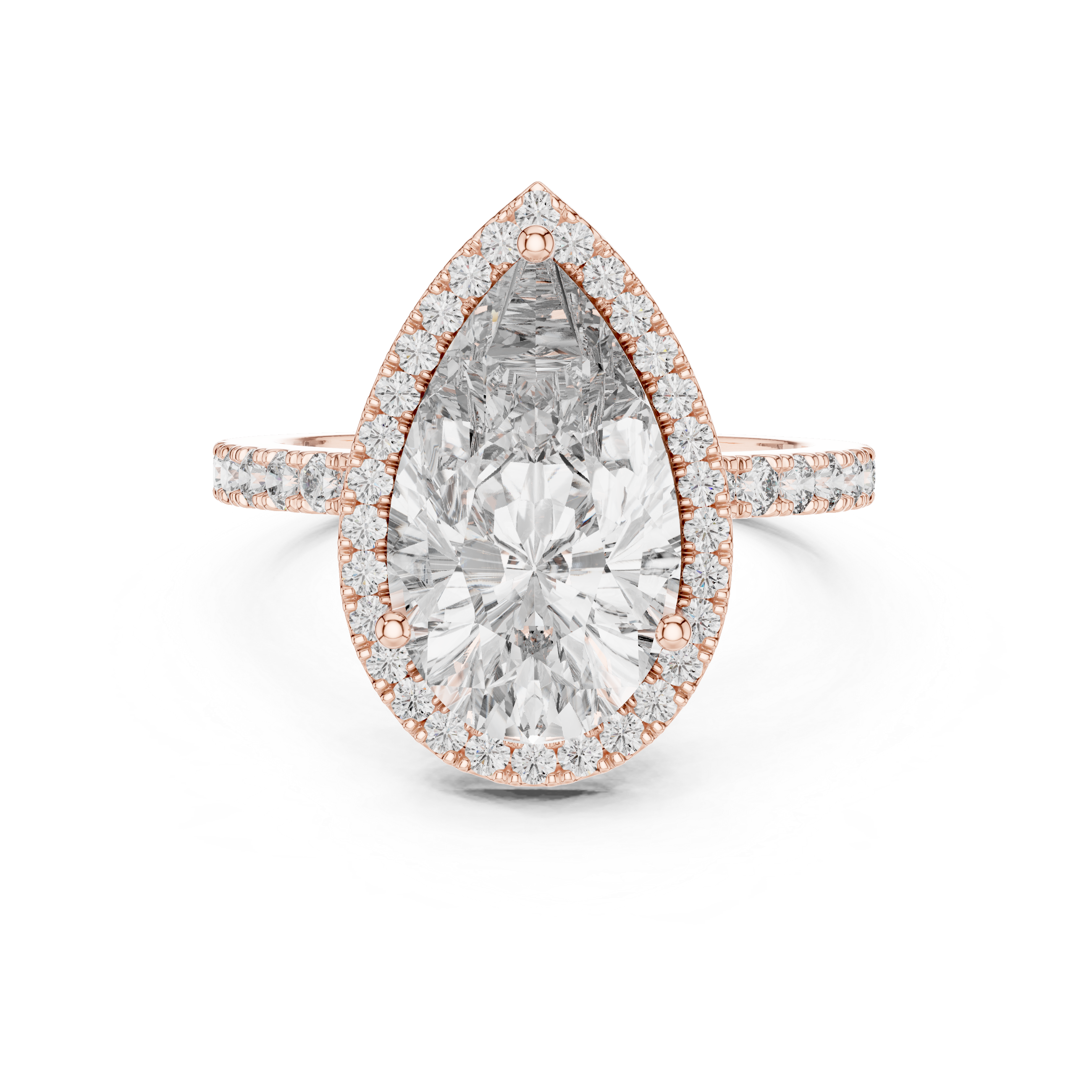 4CT Pear With Halo Setting Engagement Ring