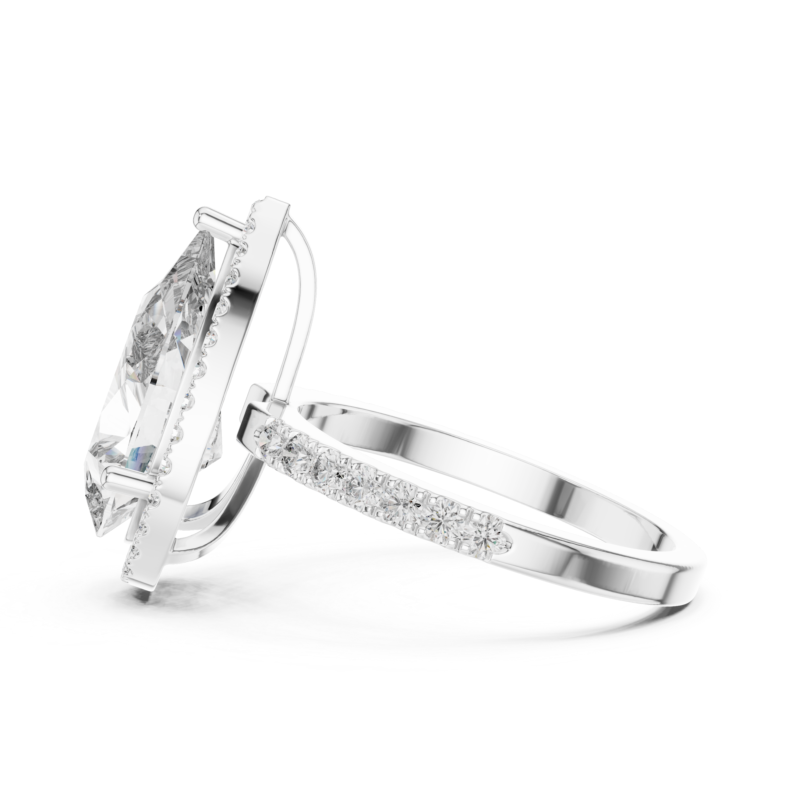 4CT Pear With Halo Setting Engagement Ring
