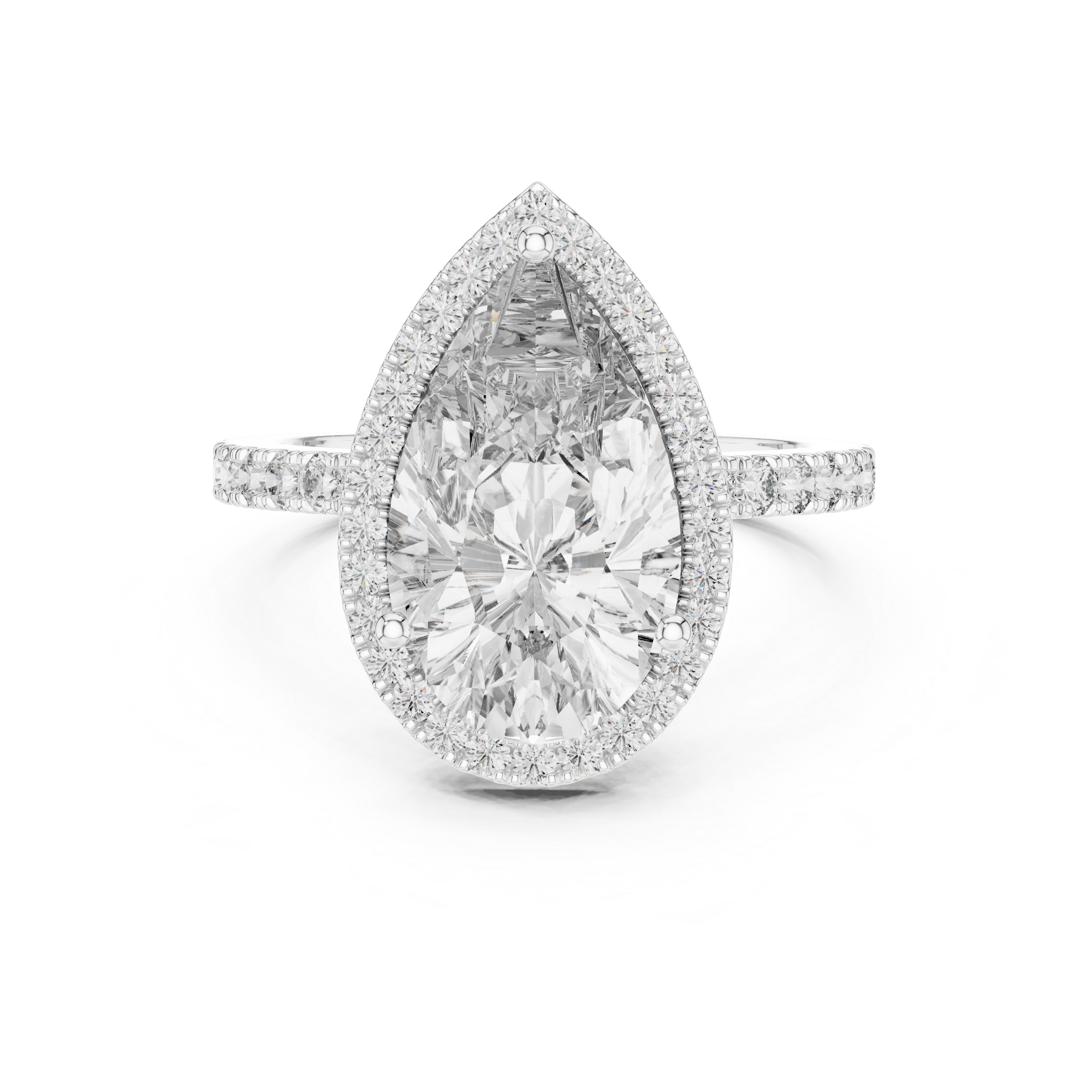 4CT Pear With Halo Setting Engagement Ring