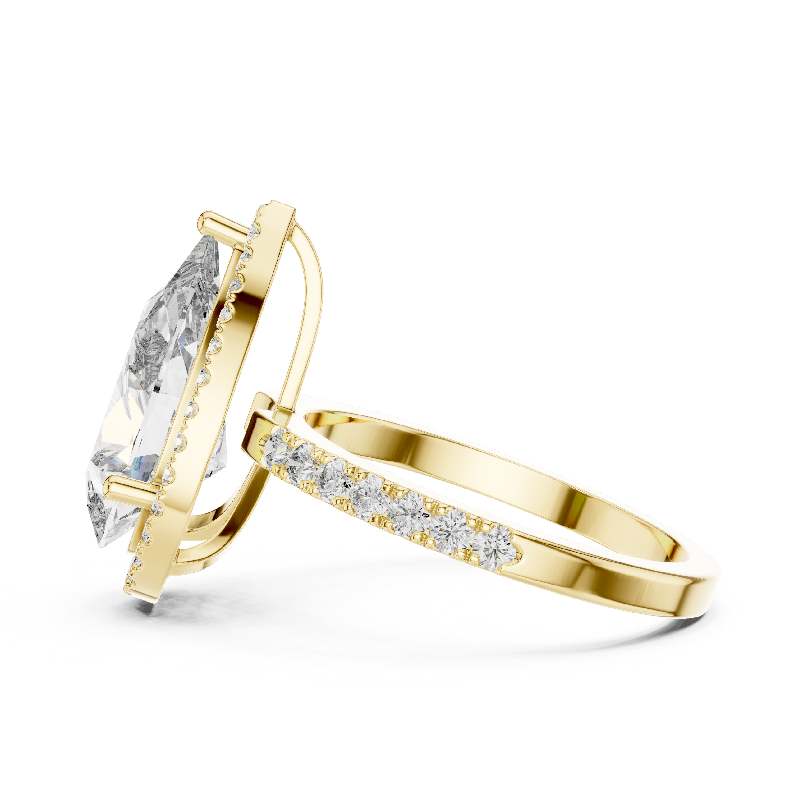 4CT Pear With Halo Setting Engagement Ring