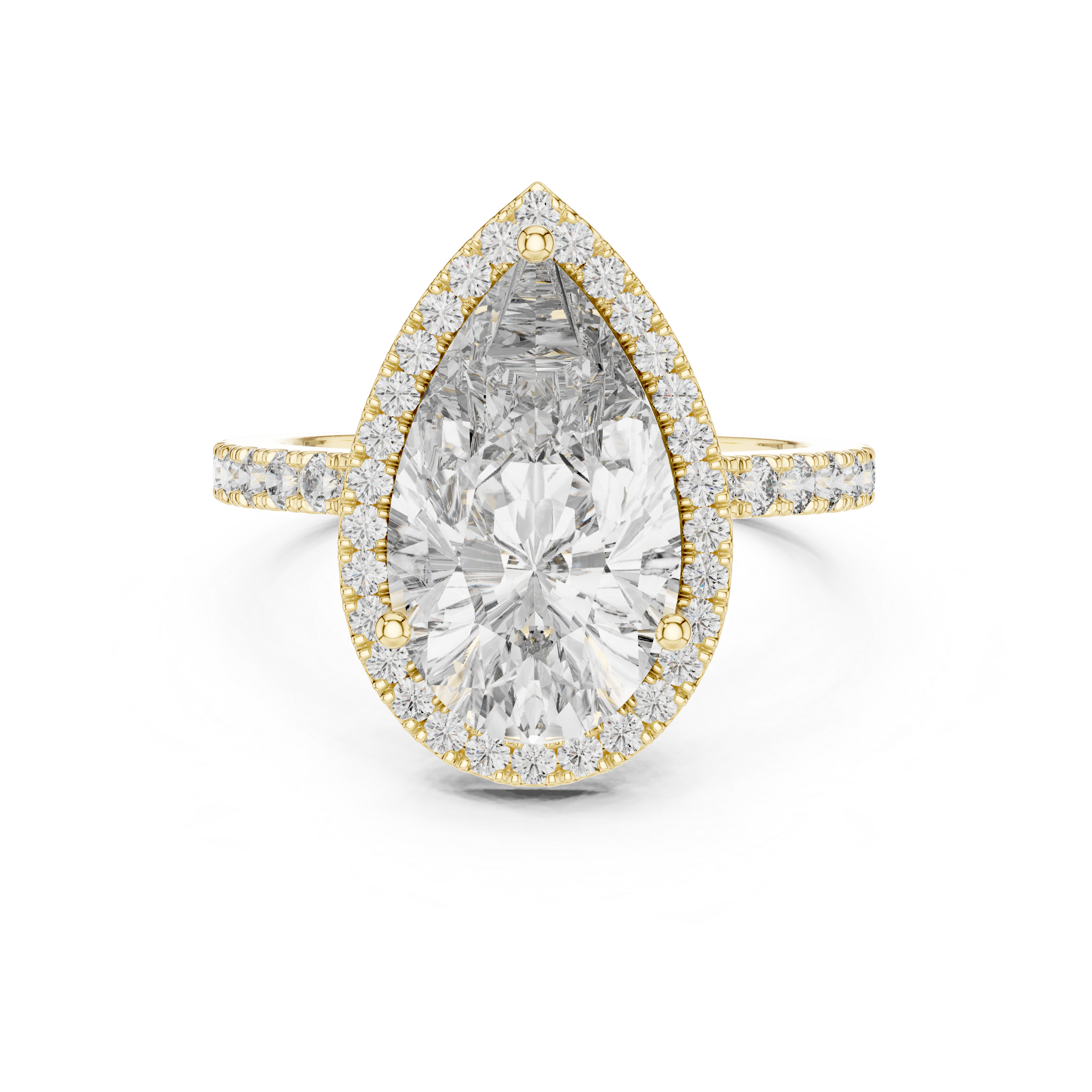 4CT Pear With Halo Setting Engagement Ring