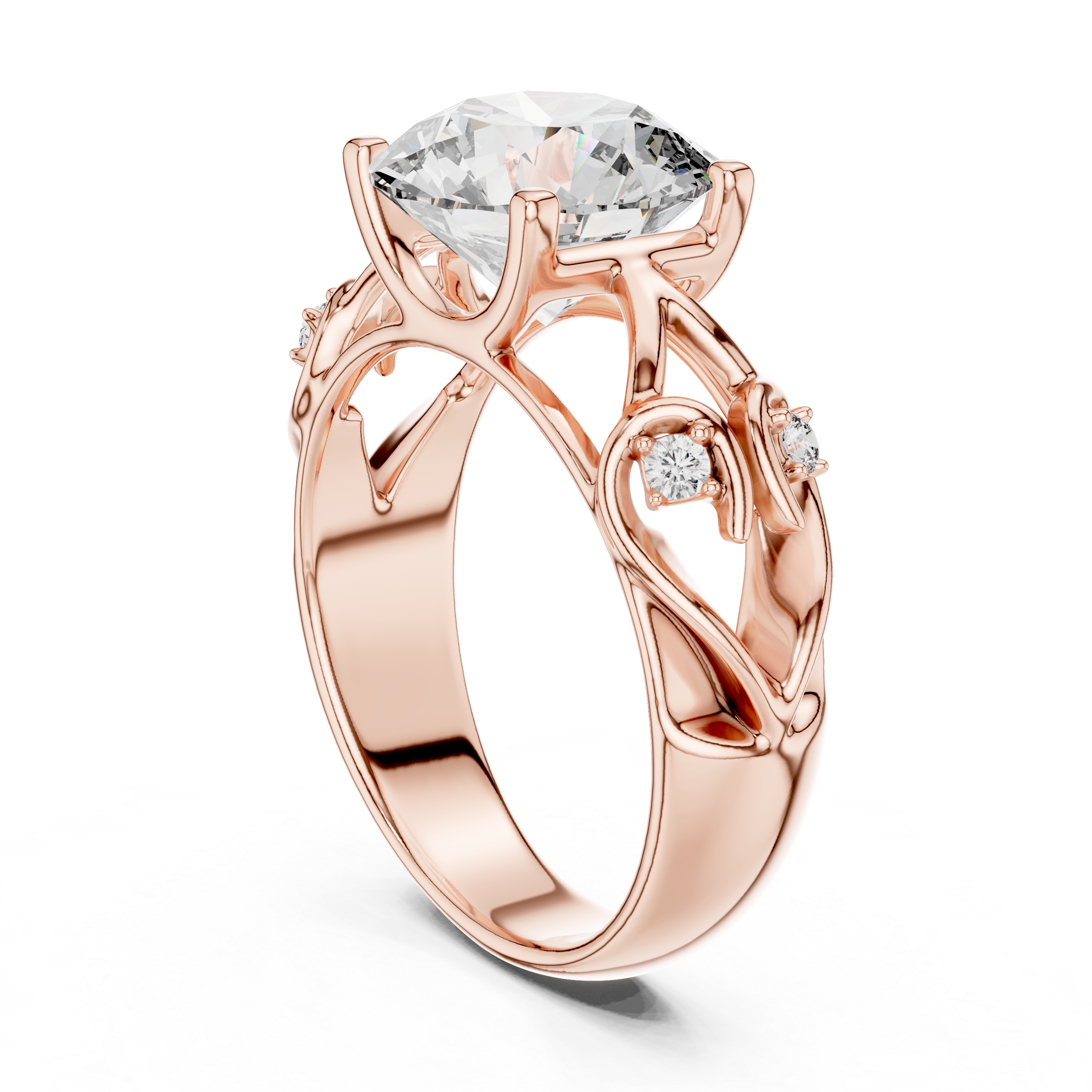 3.5CT Round Engagement Ring With Unique Band