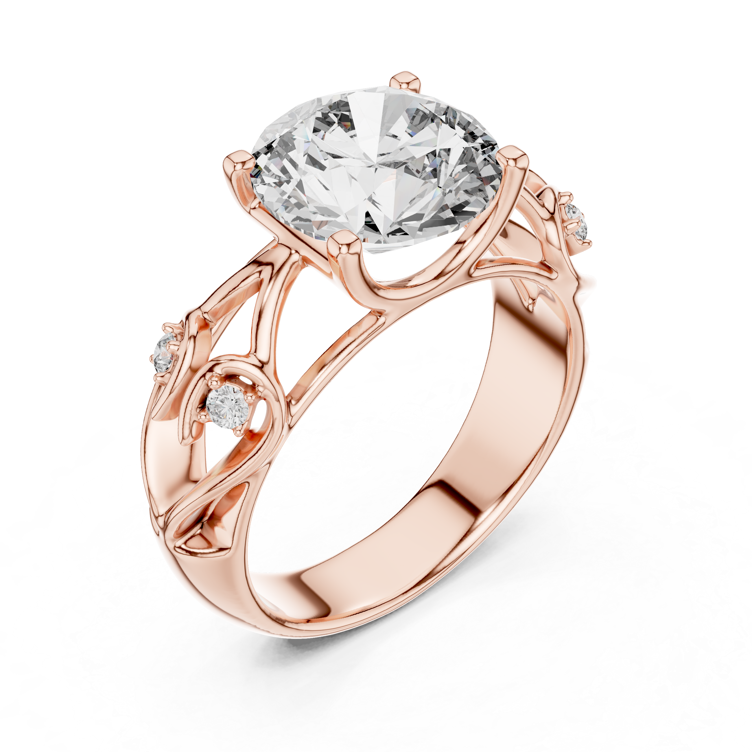 3.5CT Round Engagement Ring With Unique Band