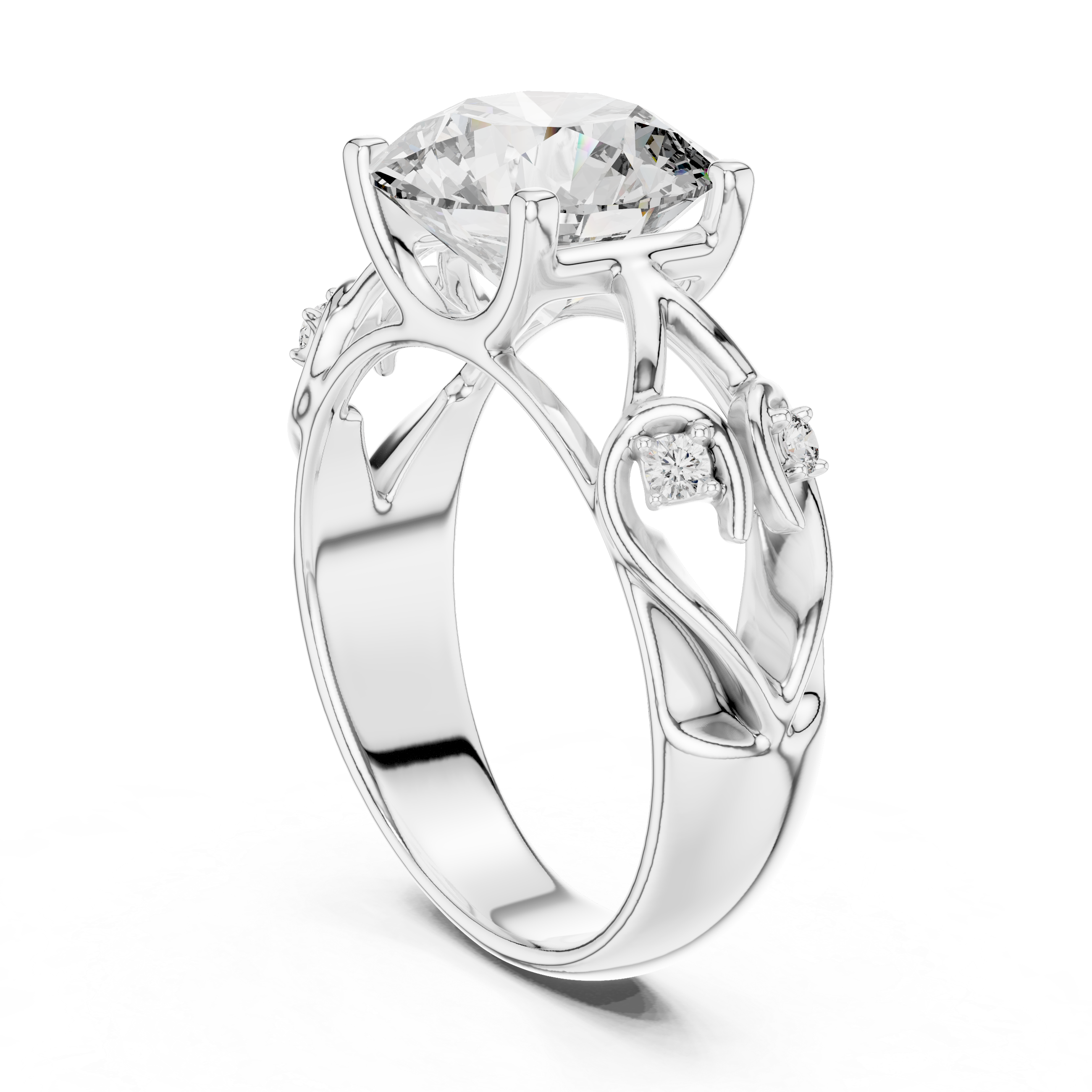 3.5CT Round Engagement Ring With Unique Band
