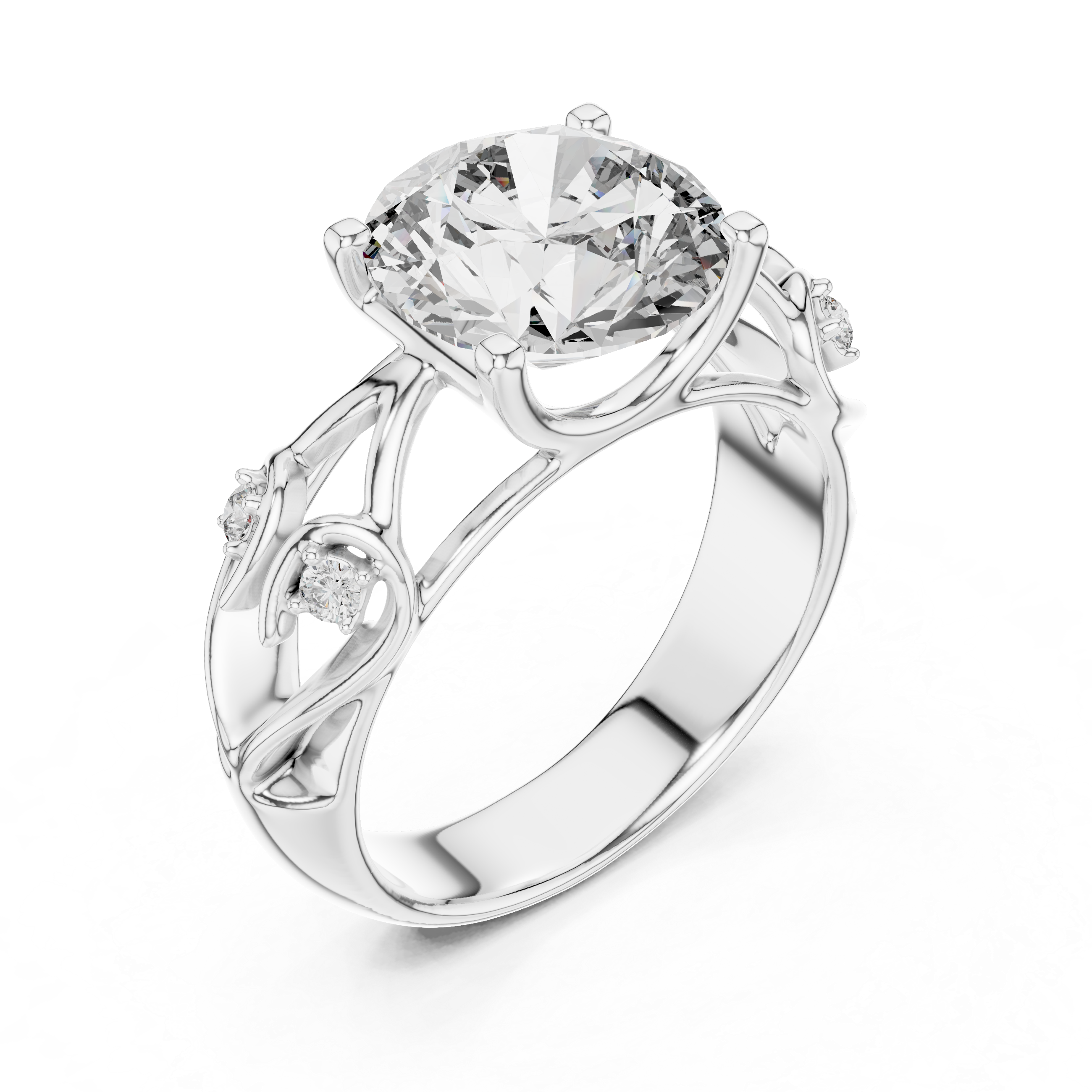 3.5CT Round Engagement Ring With Unique Band