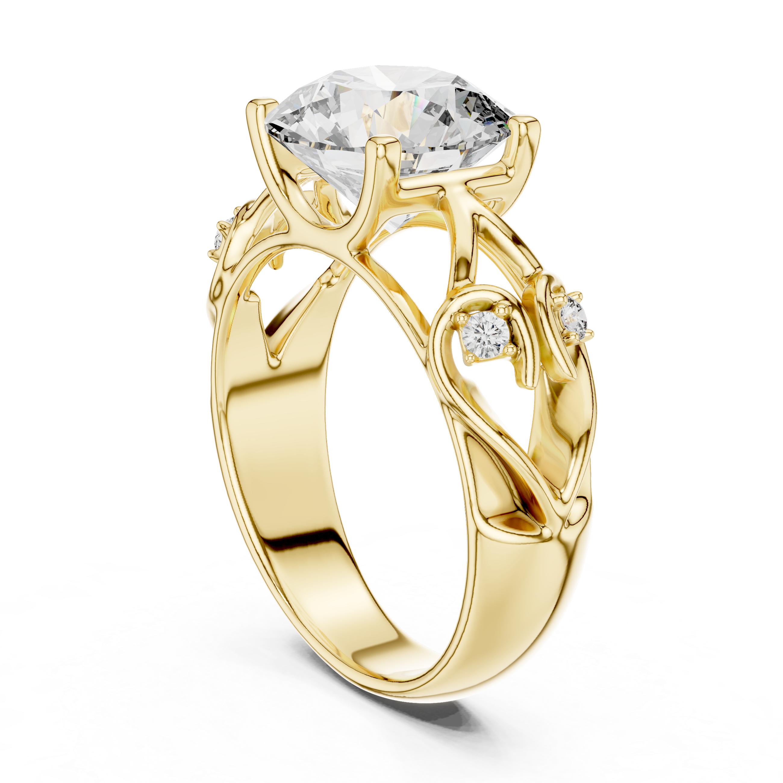 3.5CT Round Engagement Ring With Unique Band