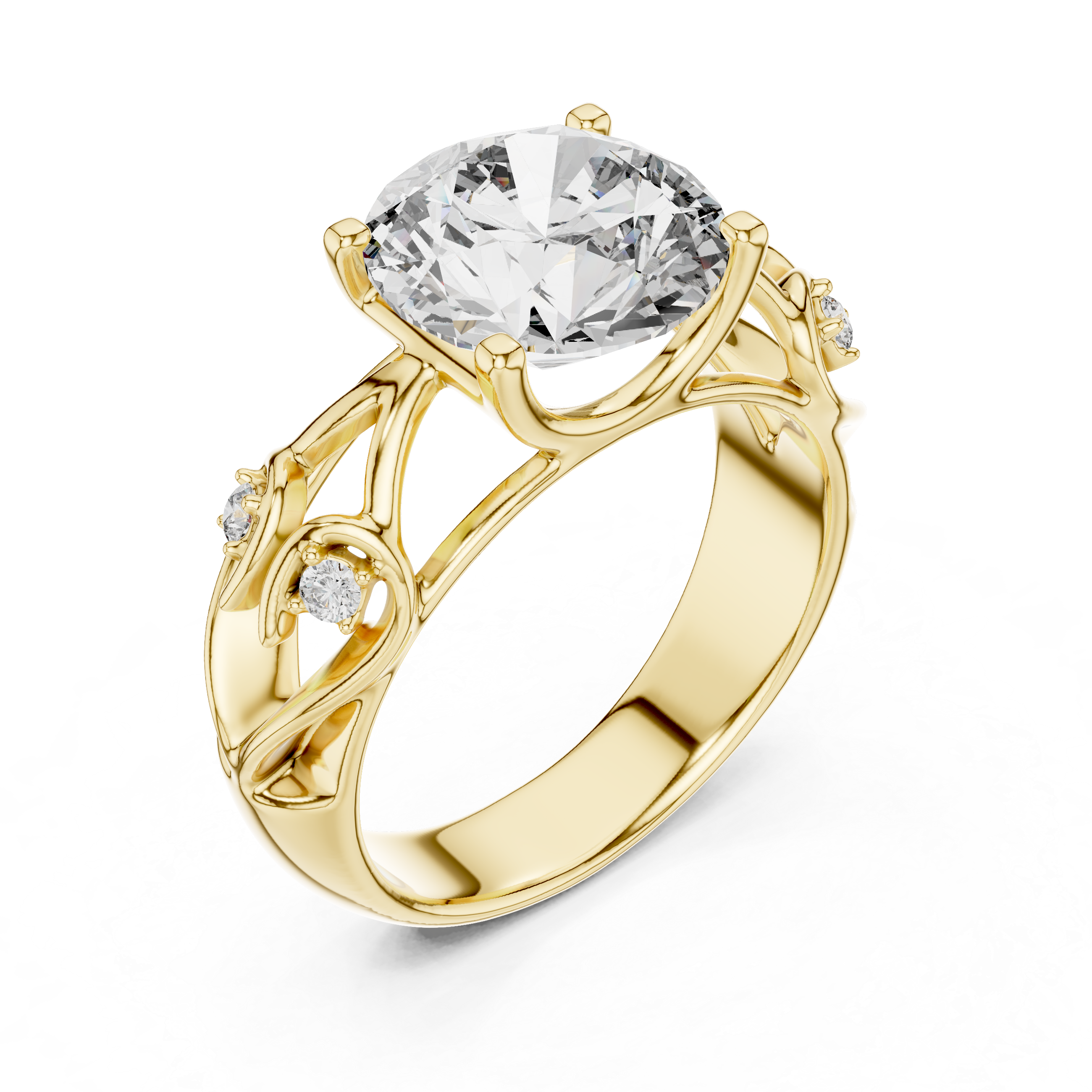 3.5CT Round Engagement Ring With Unique Band