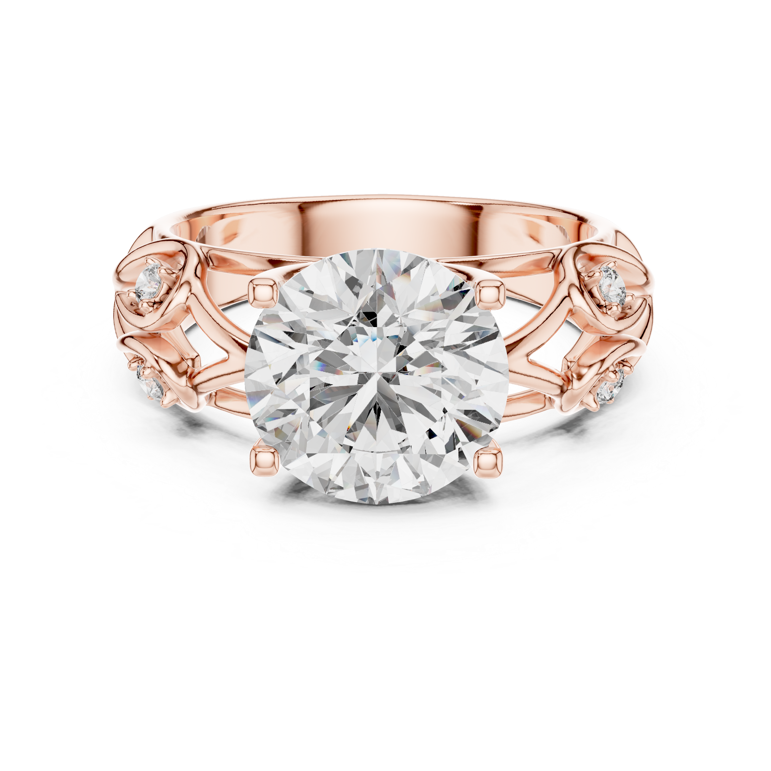 3.5CT Round Engagement Ring With Unique Band