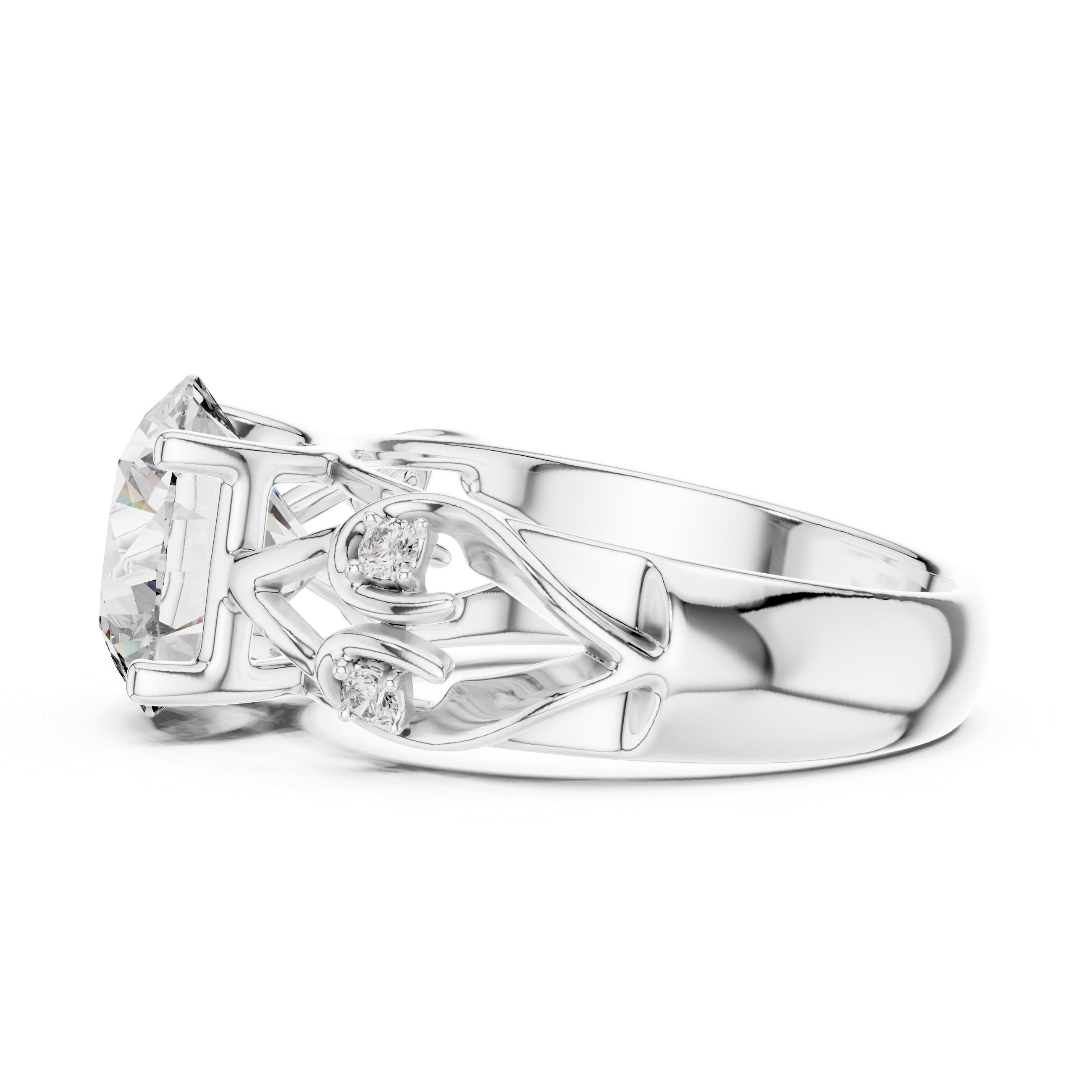 3.5CT Round Engagement Ring With Unique Band