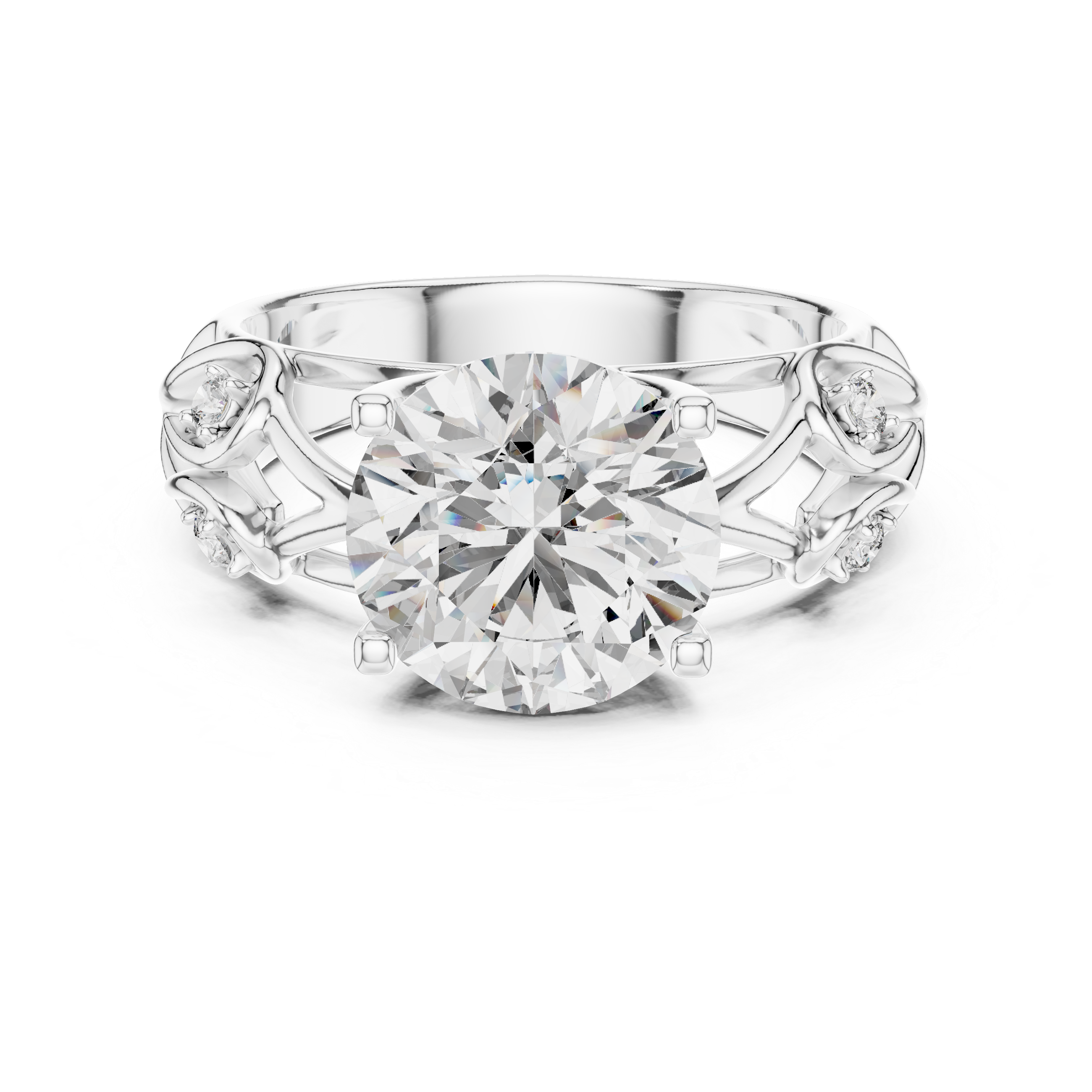 3.5CT Round Engagement Ring With Unique Band