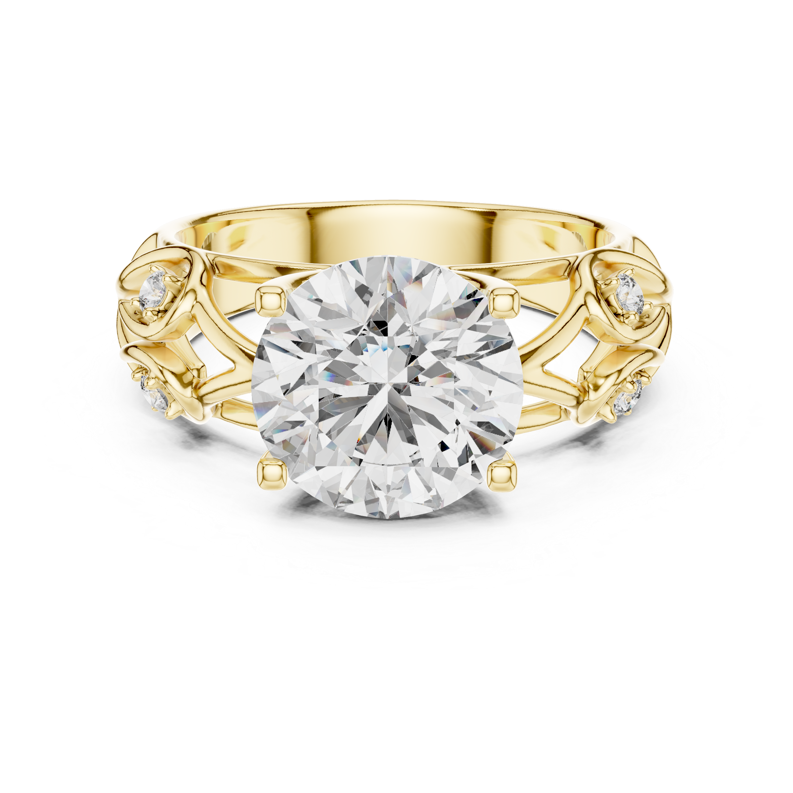 3.5CT Round Engagement Ring With Unique Band