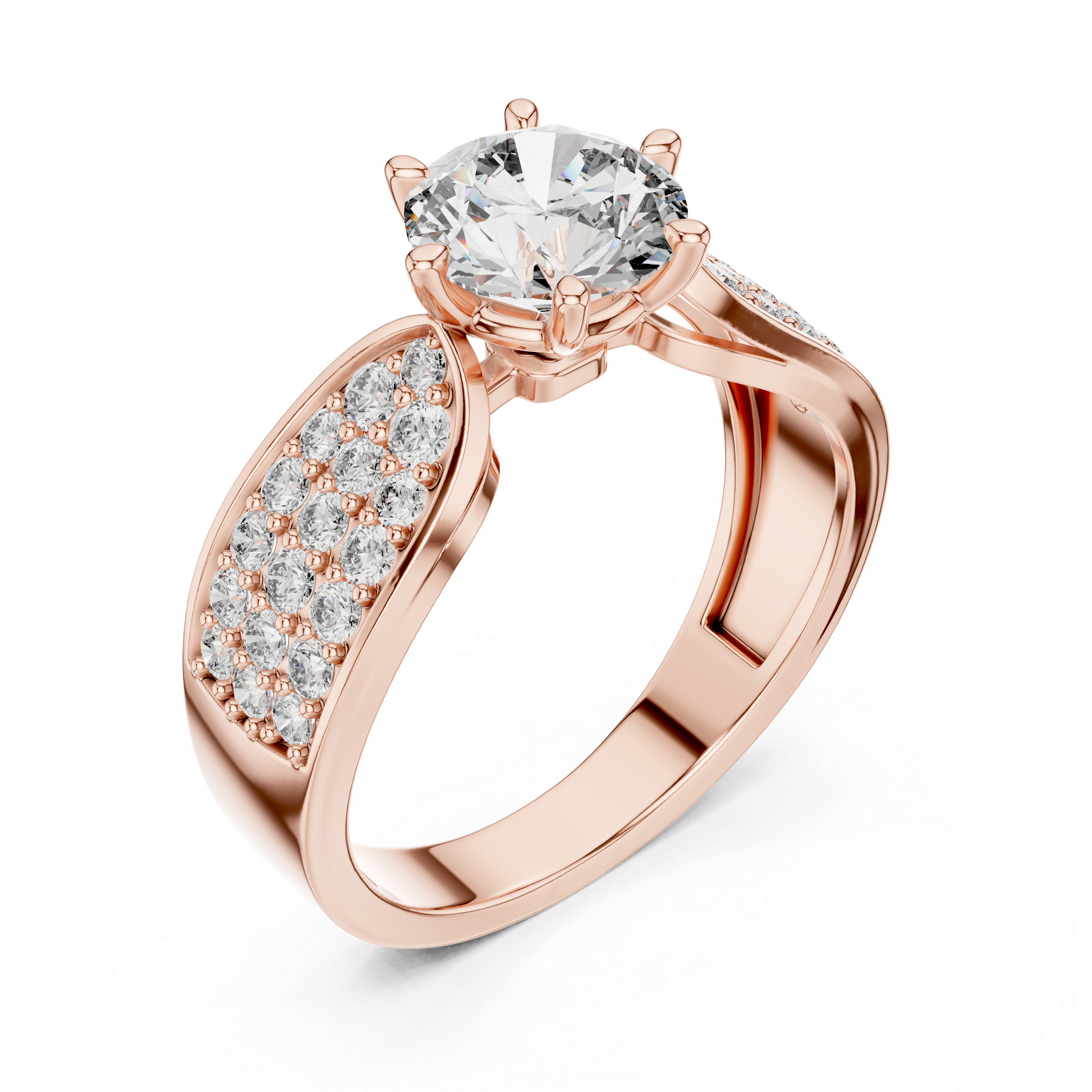 Round Engagement Ring With Side Stone