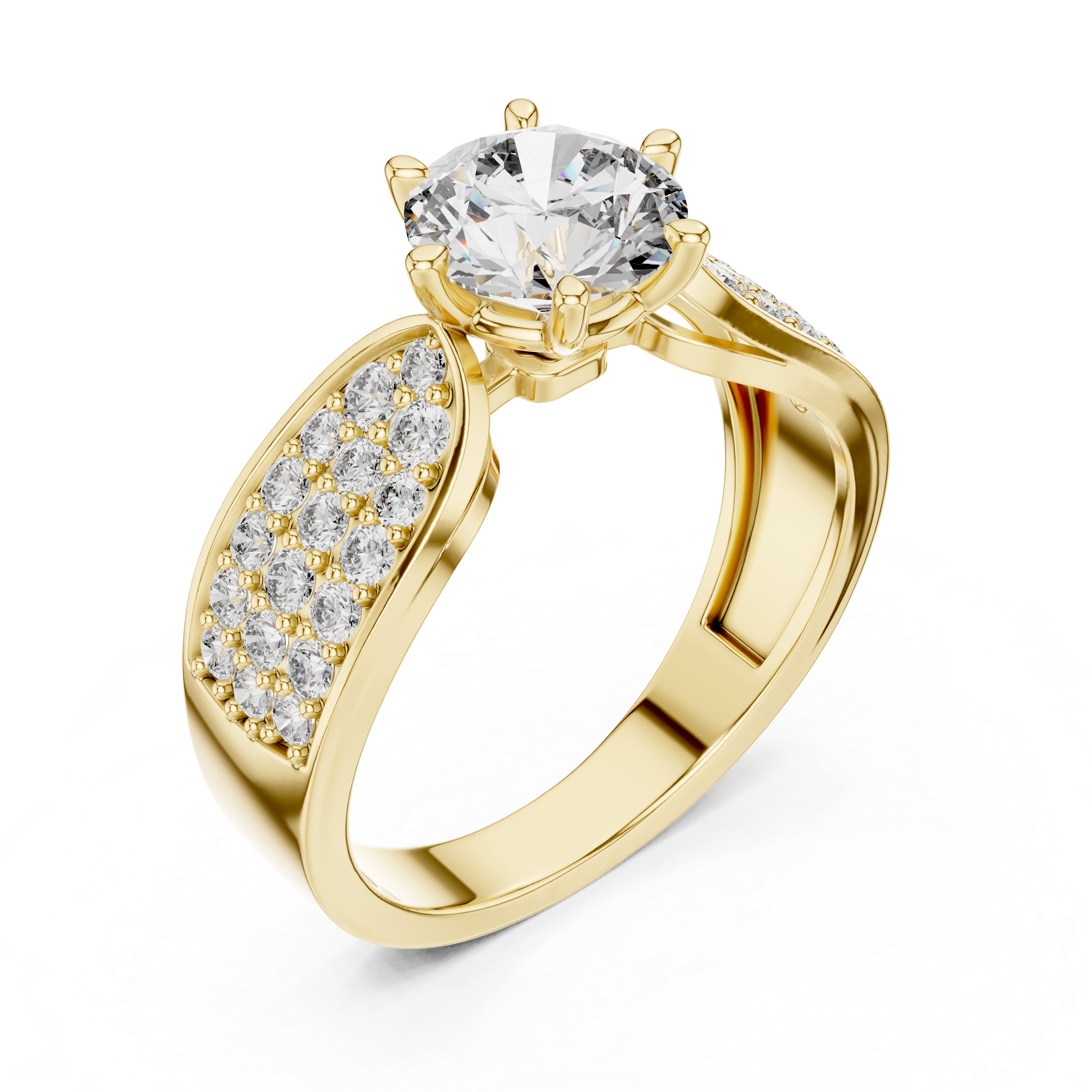 Round Engagement Ring With Side Stone