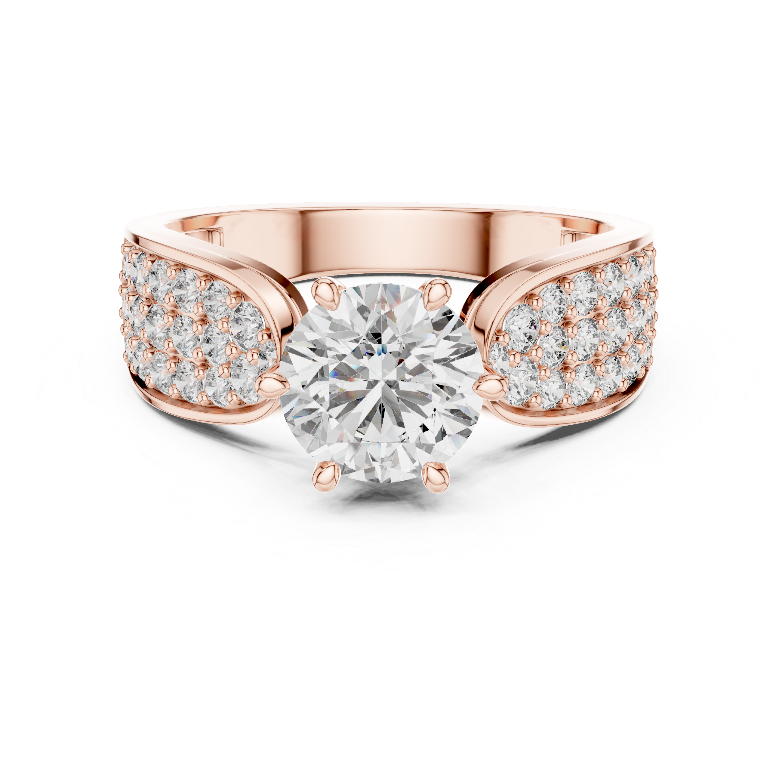Round Engagement Ring With Side Stone