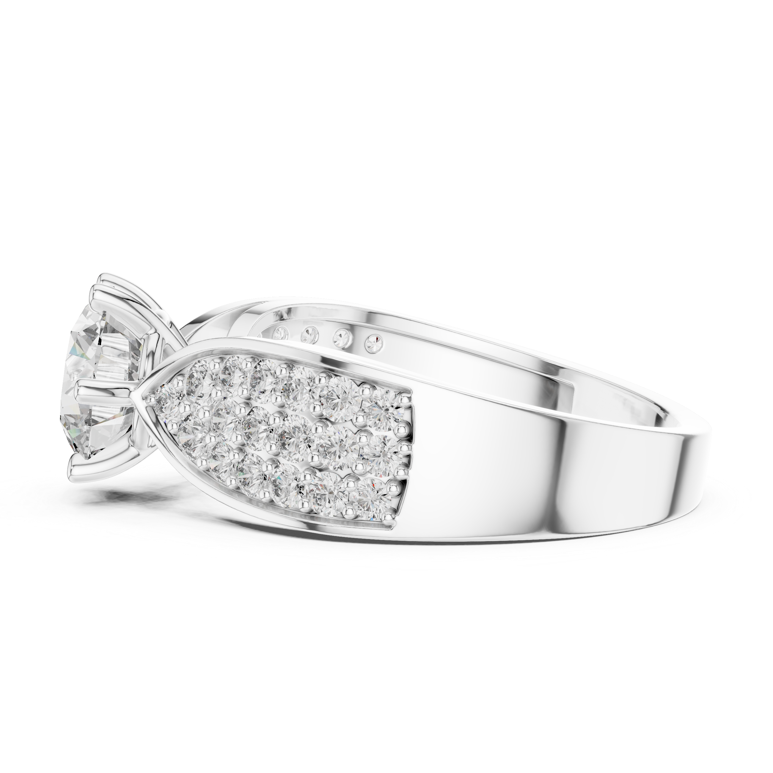 Round Engagement Ring With Side Stone