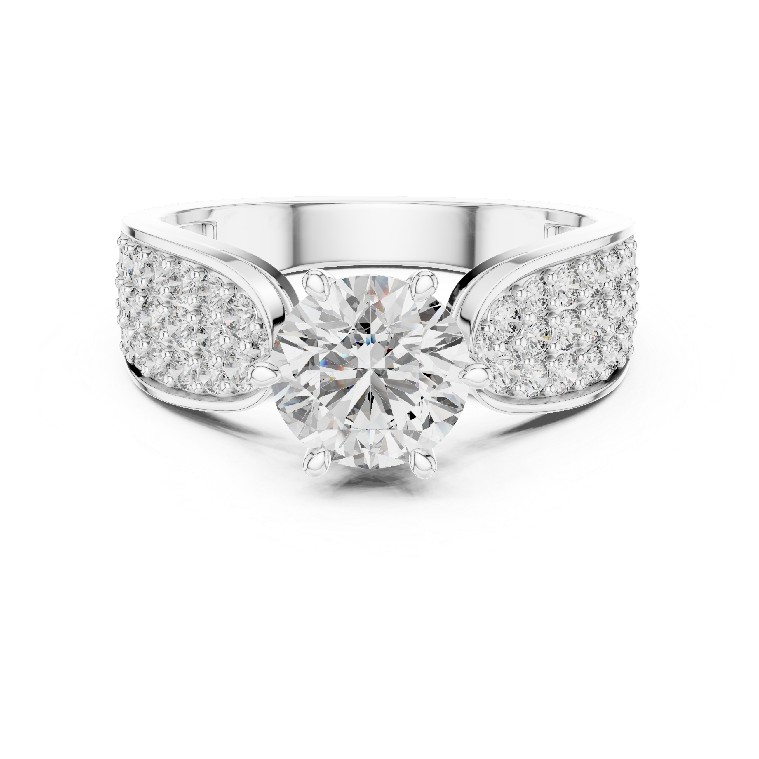 Round Engagement Ring With Side Stone