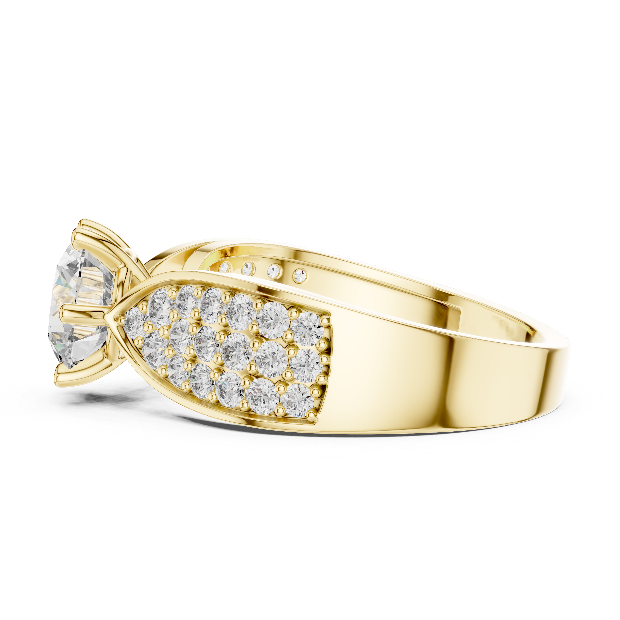 Round Engagement Ring With Side Stone