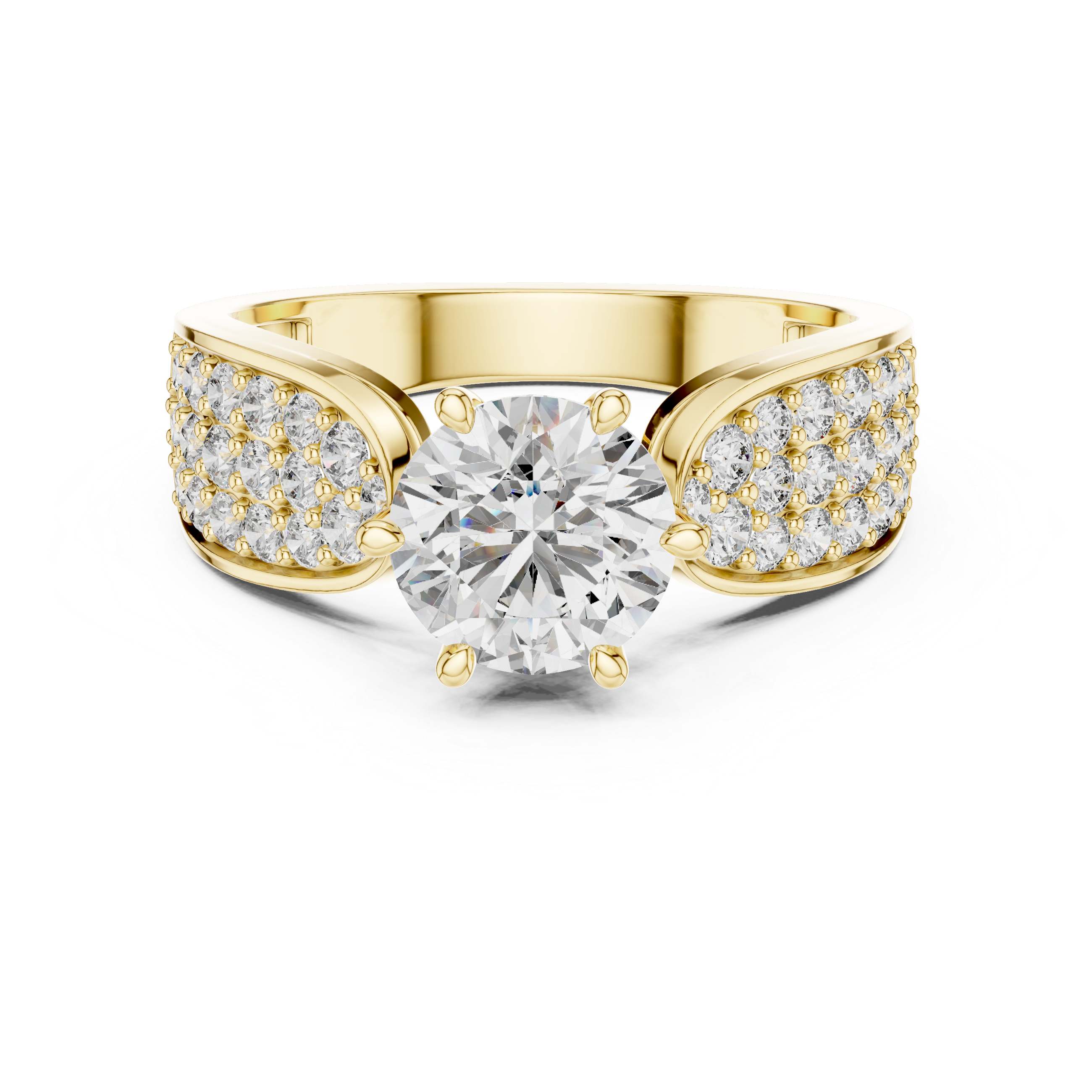 Round Engagement Ring With Side Stone