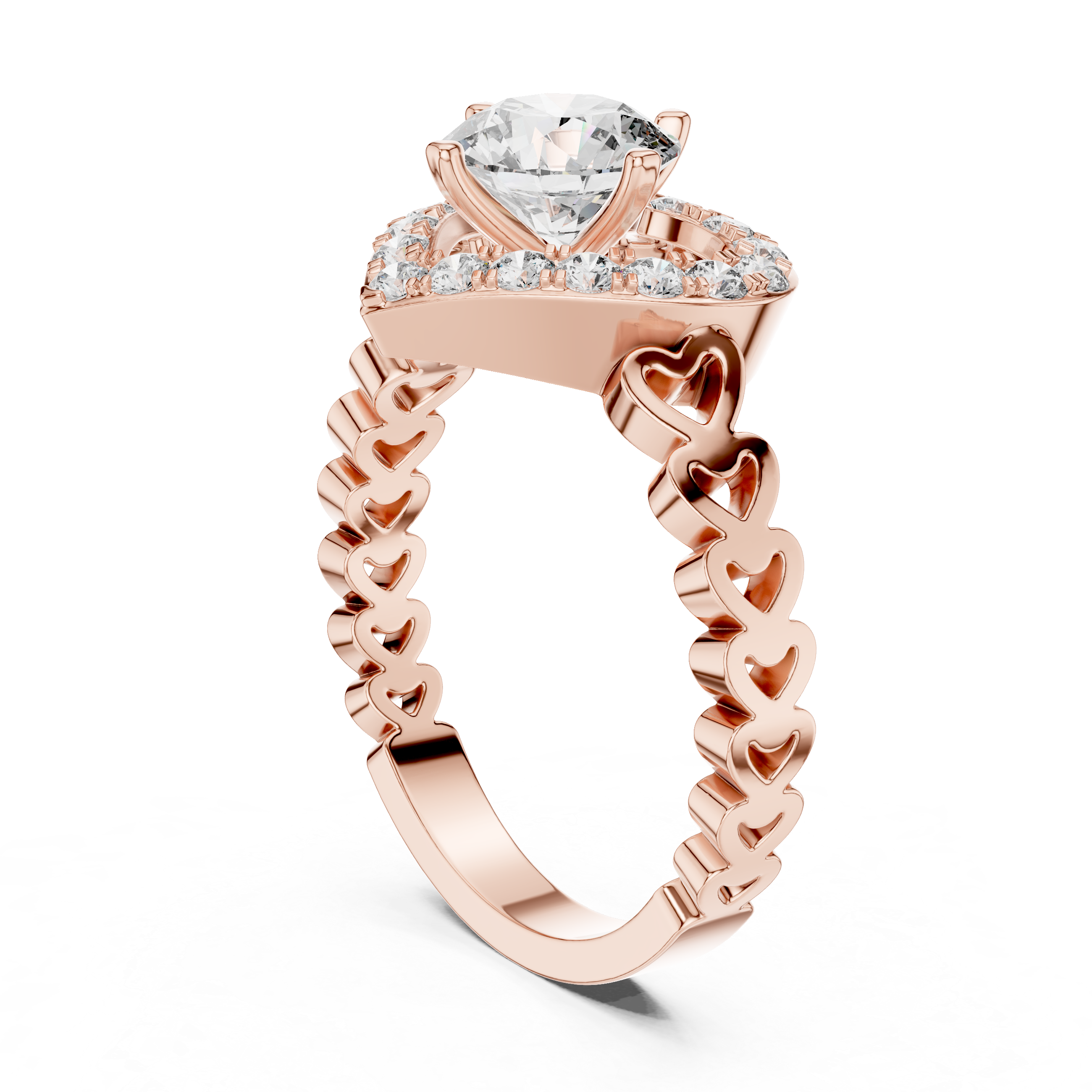 Heart Shape Halo Ring