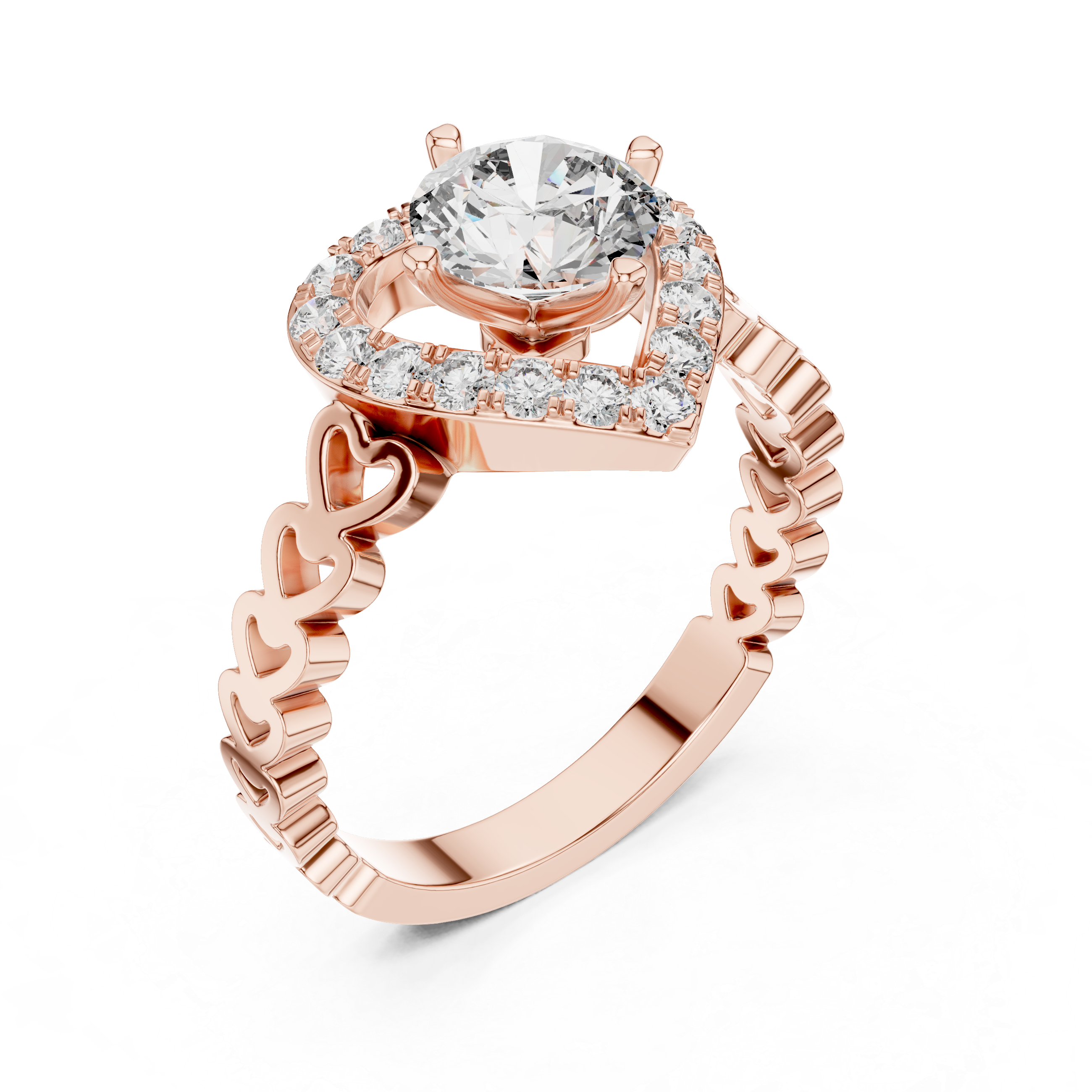 Heart Shape Halo Ring