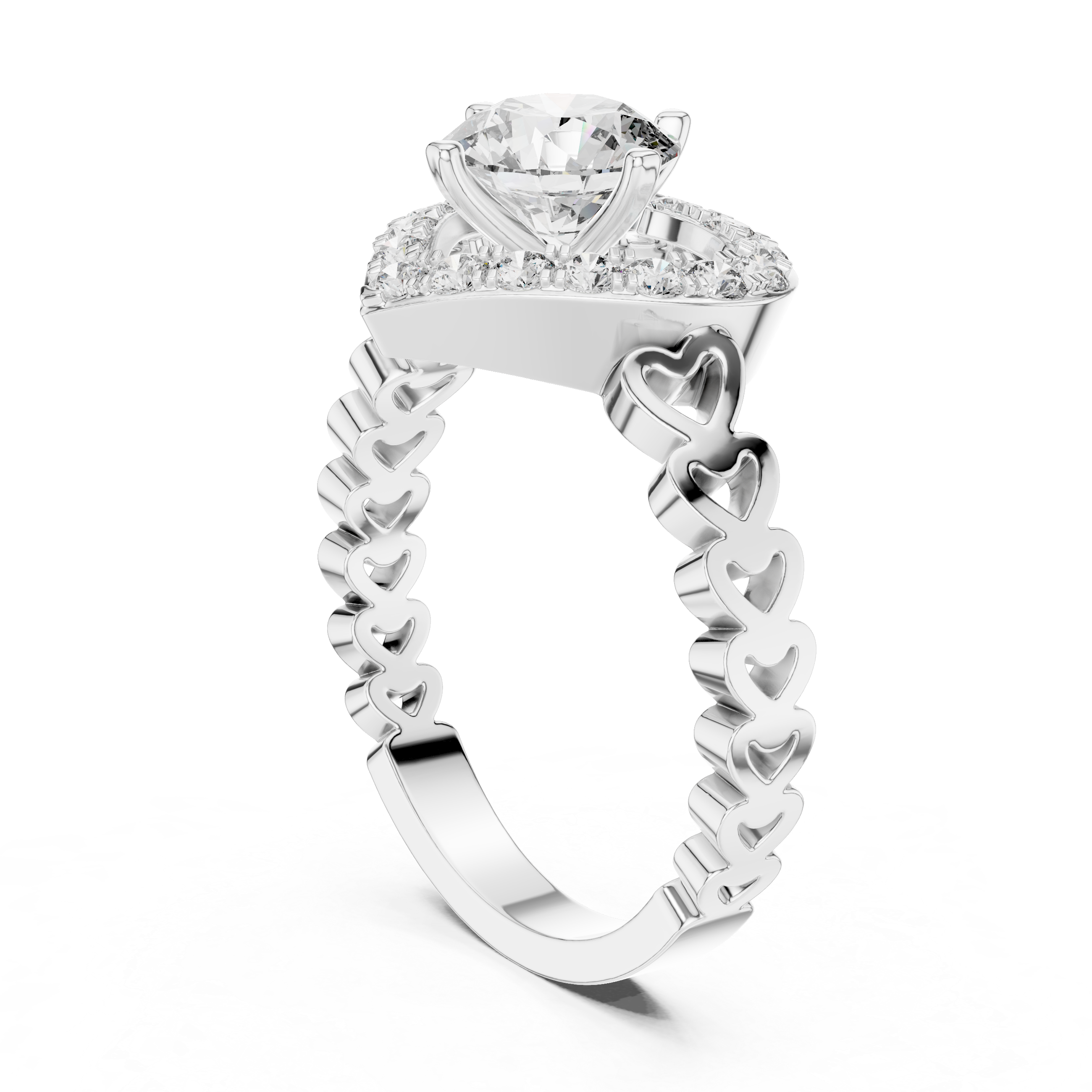 Heart Shape Halo Ring