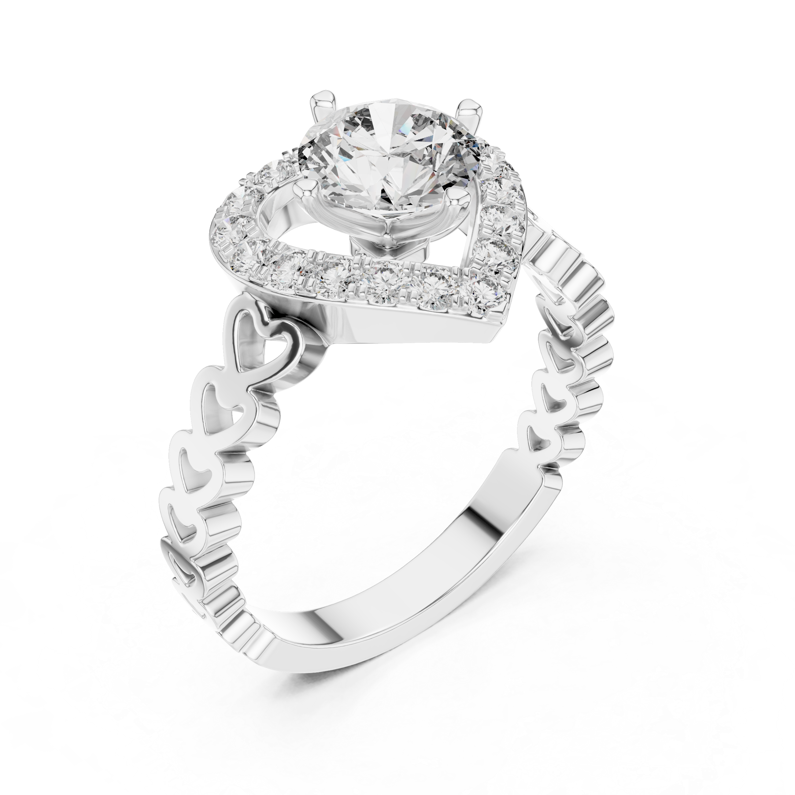 Heart Shape Halo Ring