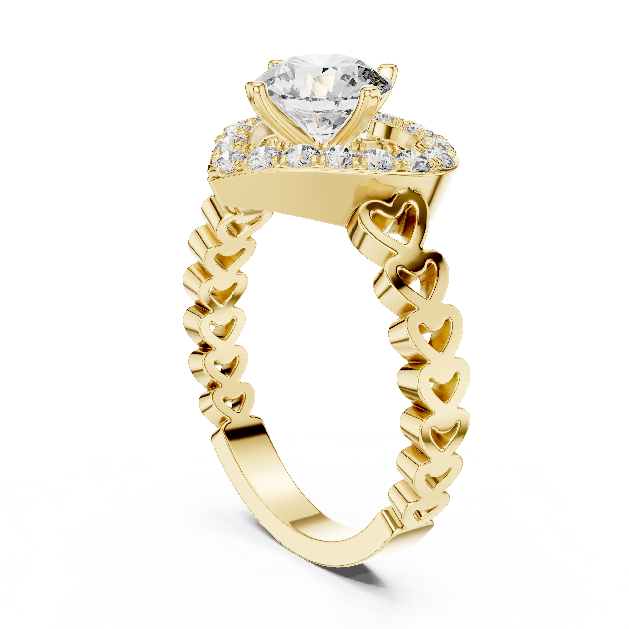 Heart Shape Halo Ring