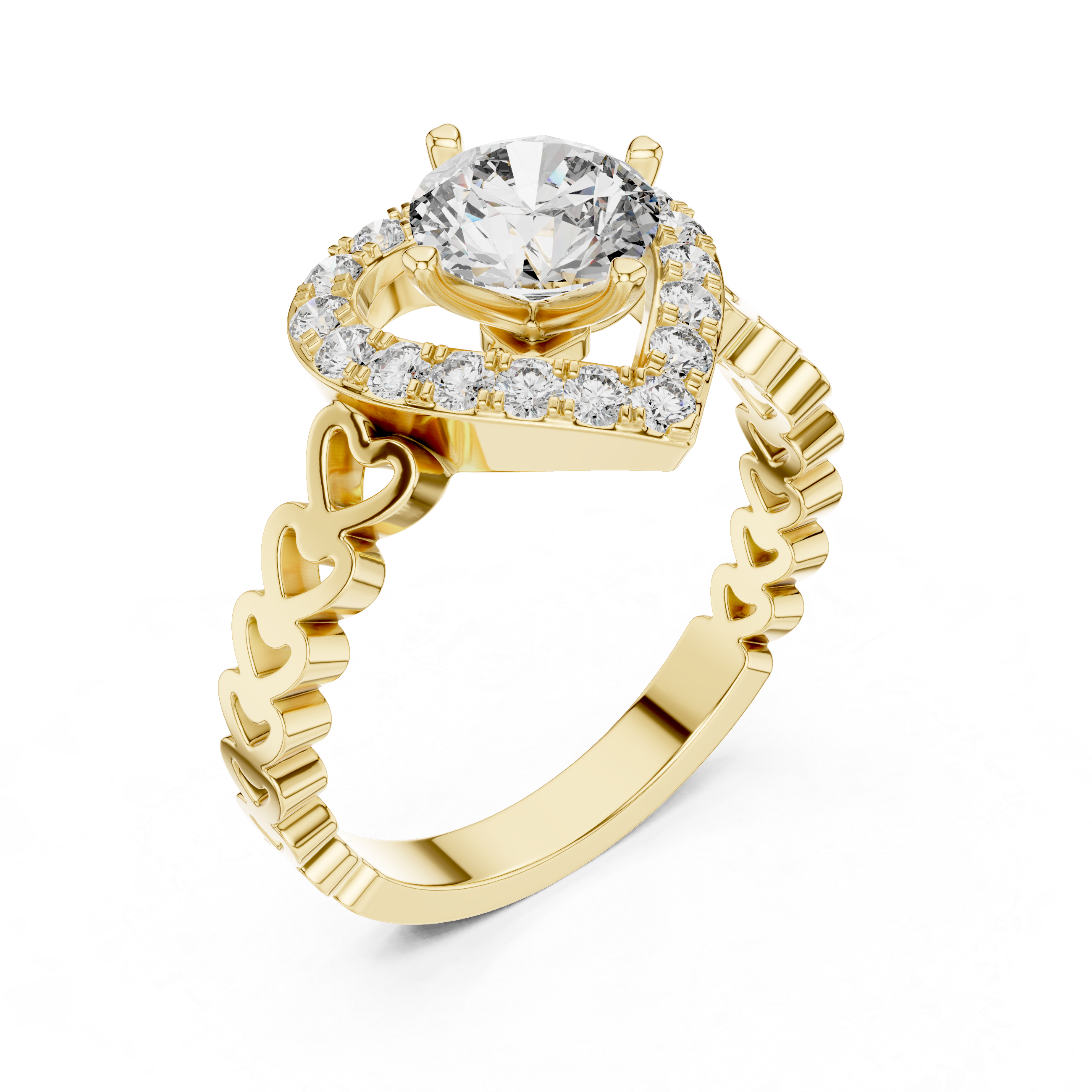Heart Shape Halo Ring