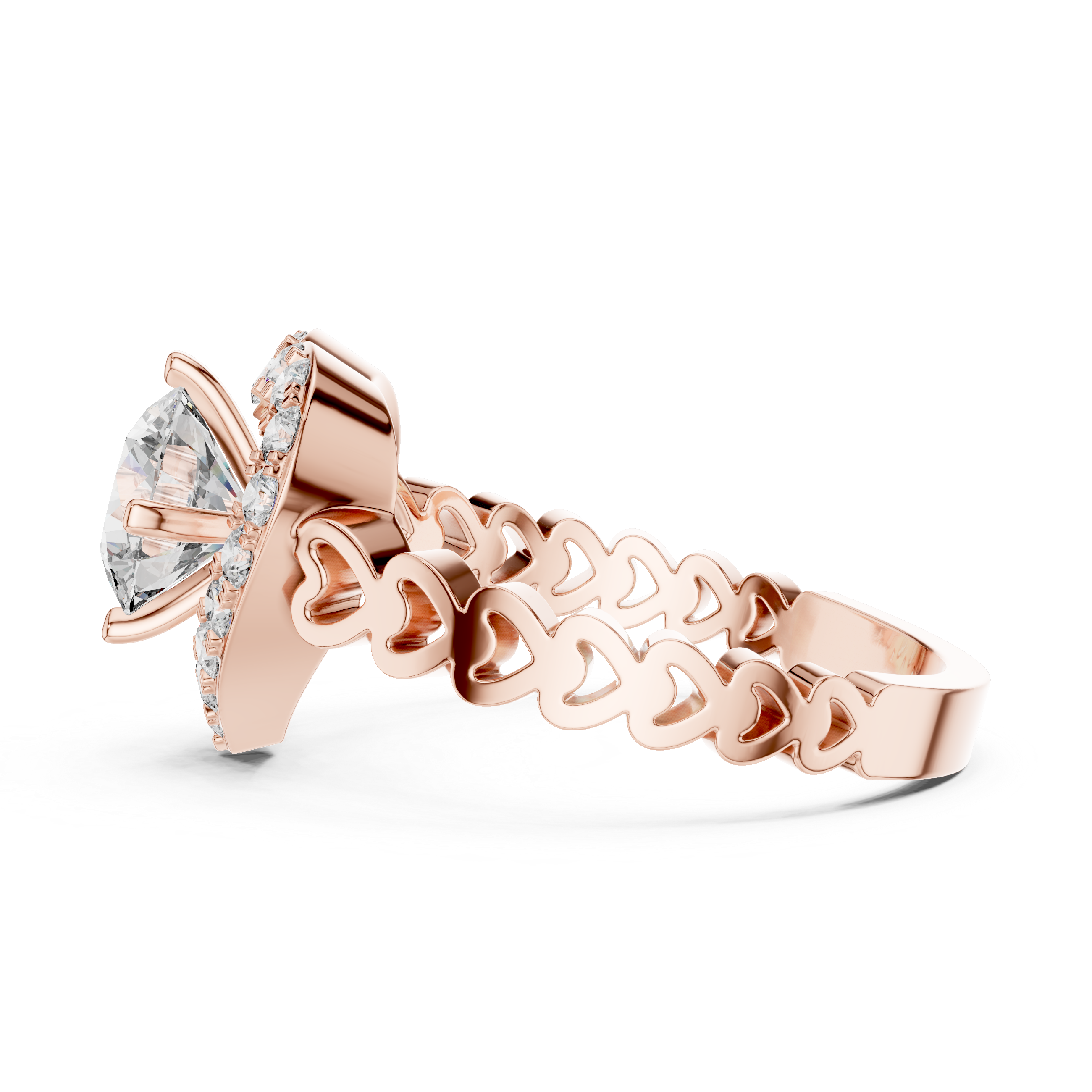Heart Shape Halo Ring
