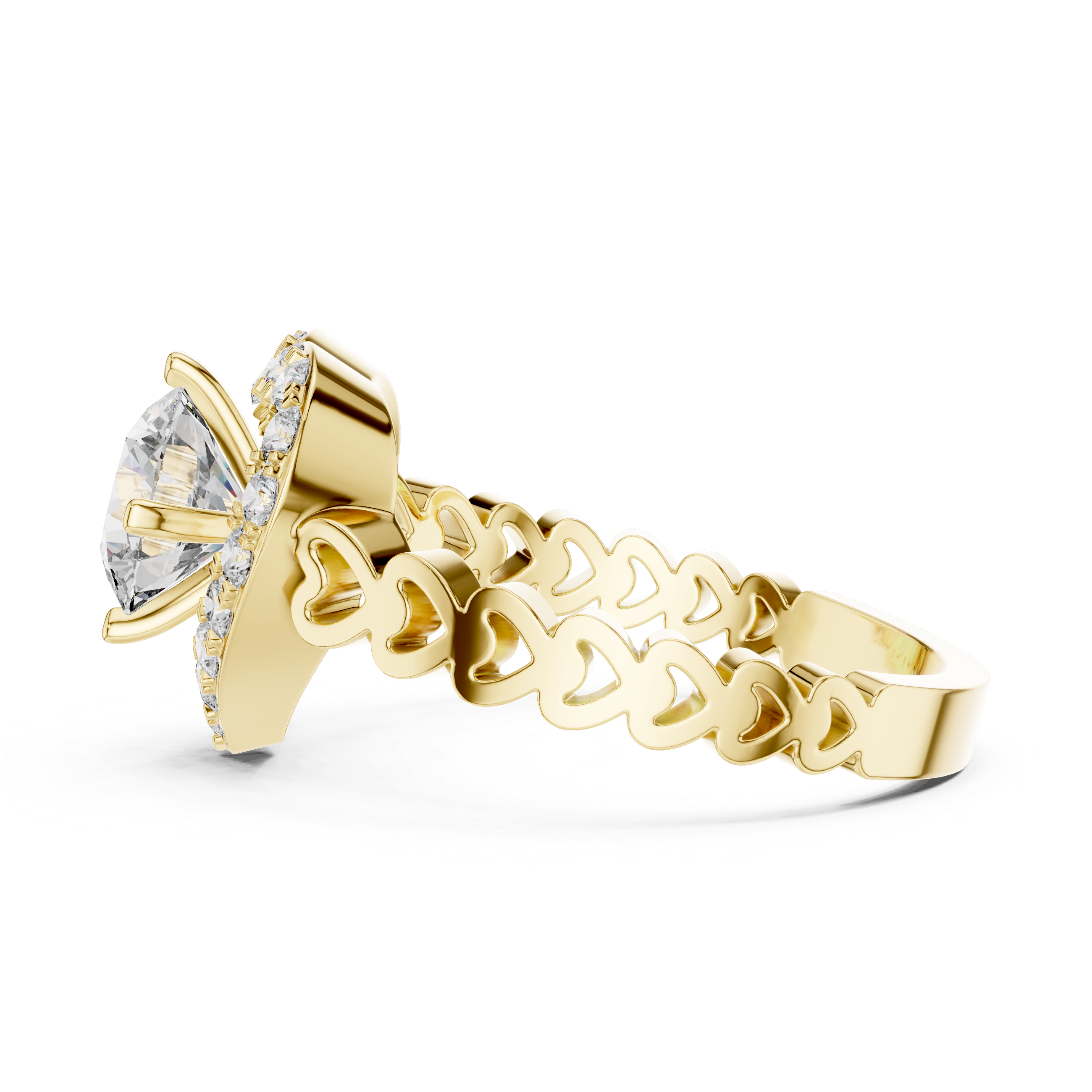 Heart Shape Halo Ring