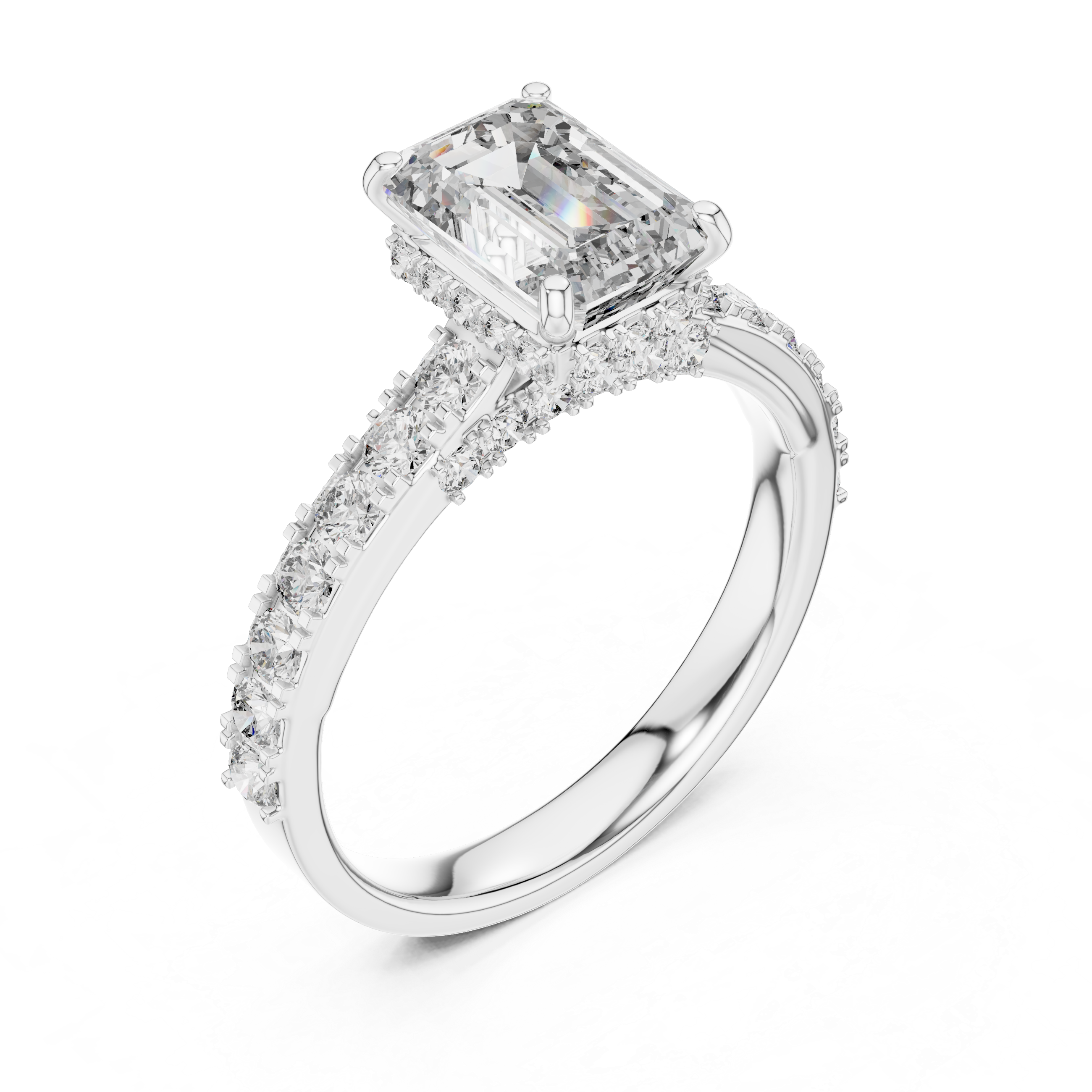 1.5CT EMRALD WITH HIDDEN HALO ENGAGEMENT RING