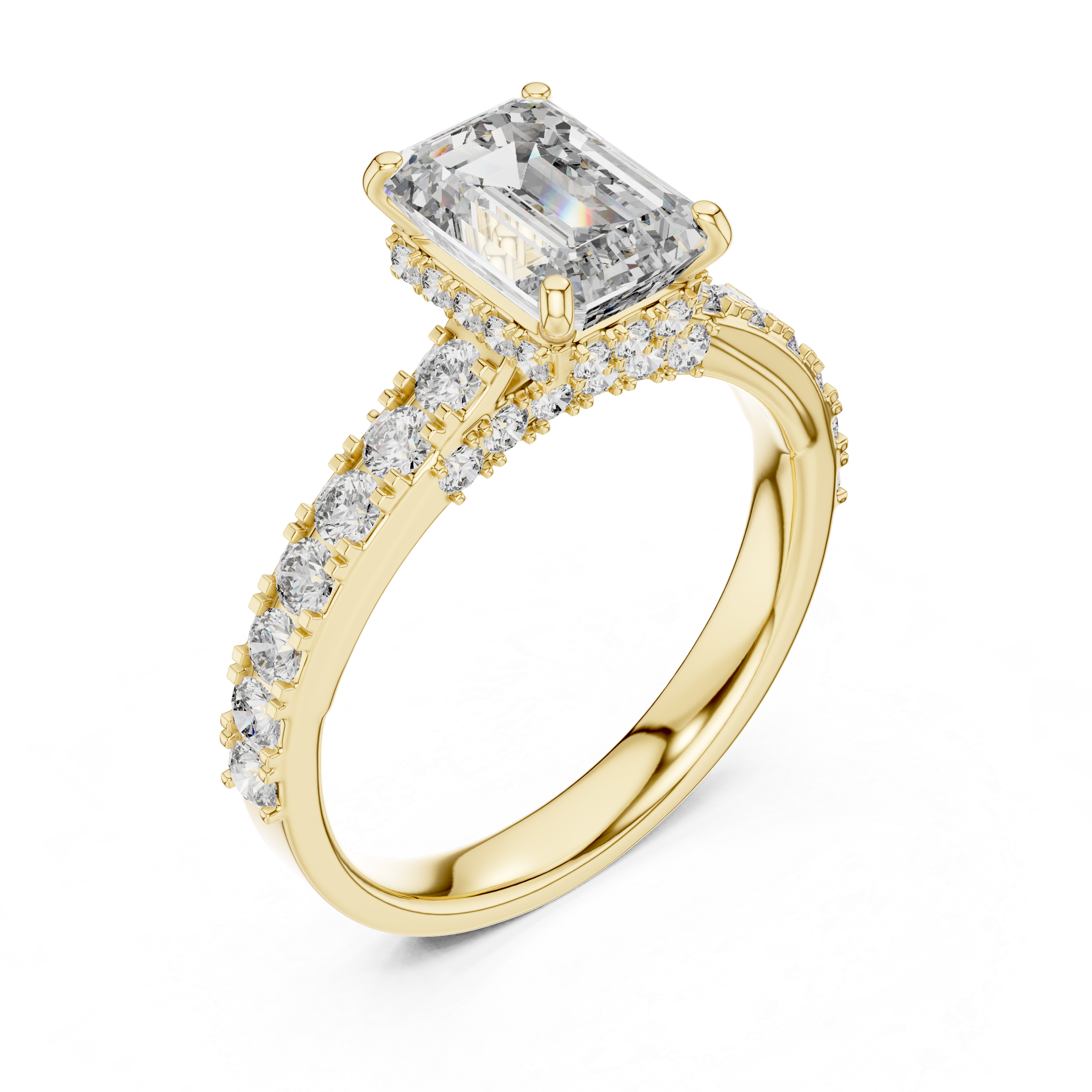 1.5CT EMRALD WITH HIDDEN HALO ENGAGEMENT RING