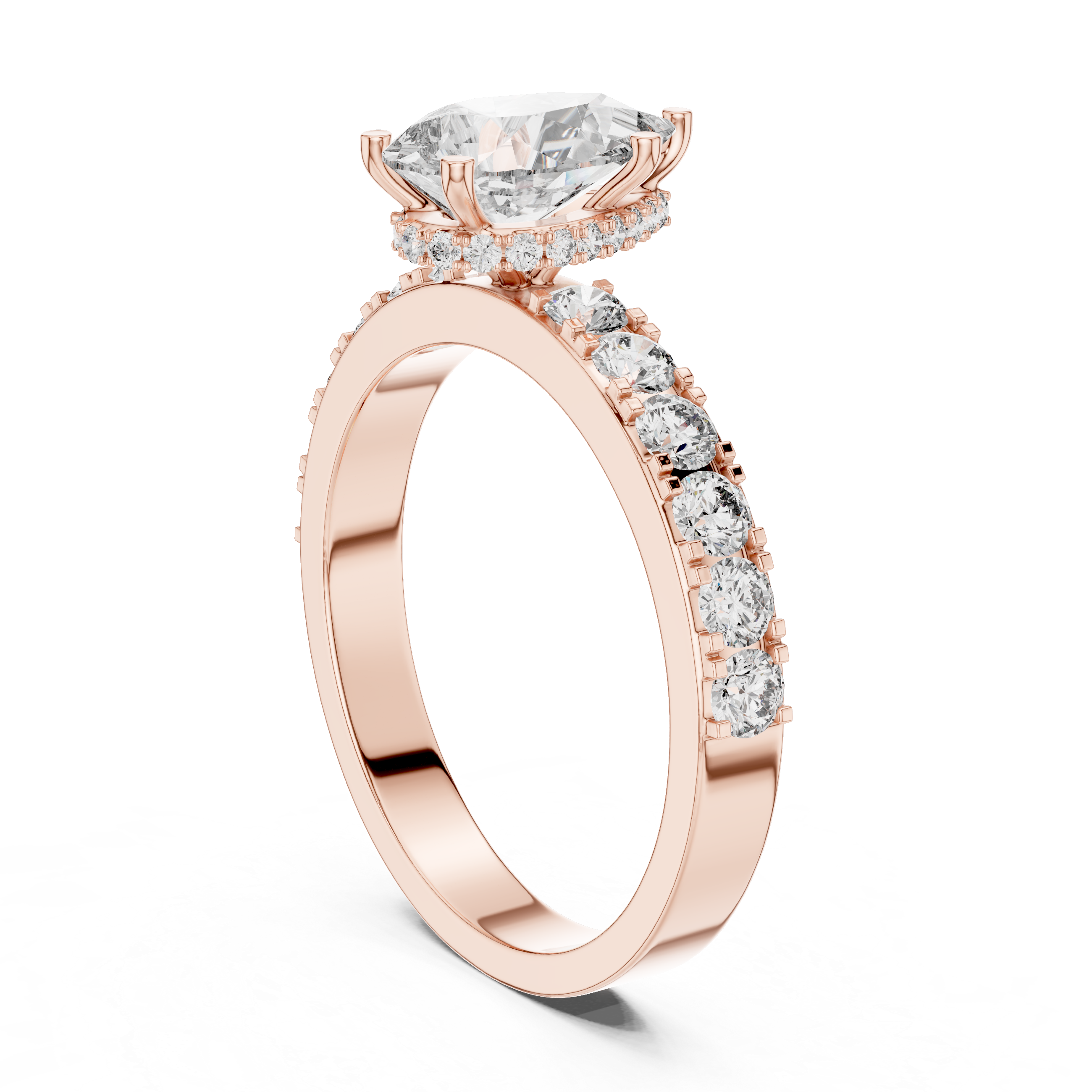 Pear Engagement Ring With Hidden Halo Setting