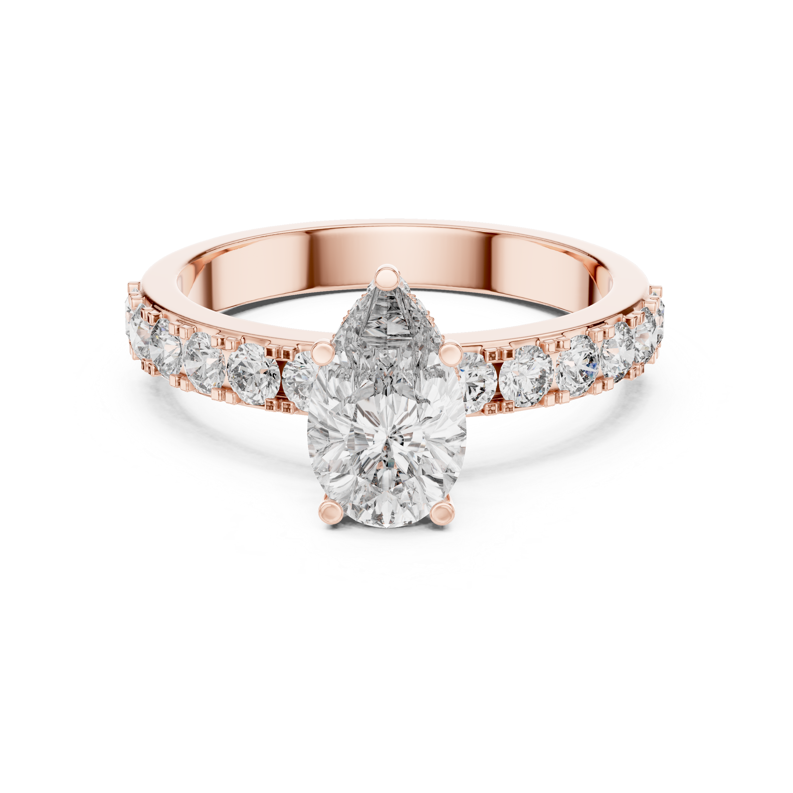 Pear Engagement Ring With Hidden Halo Setting