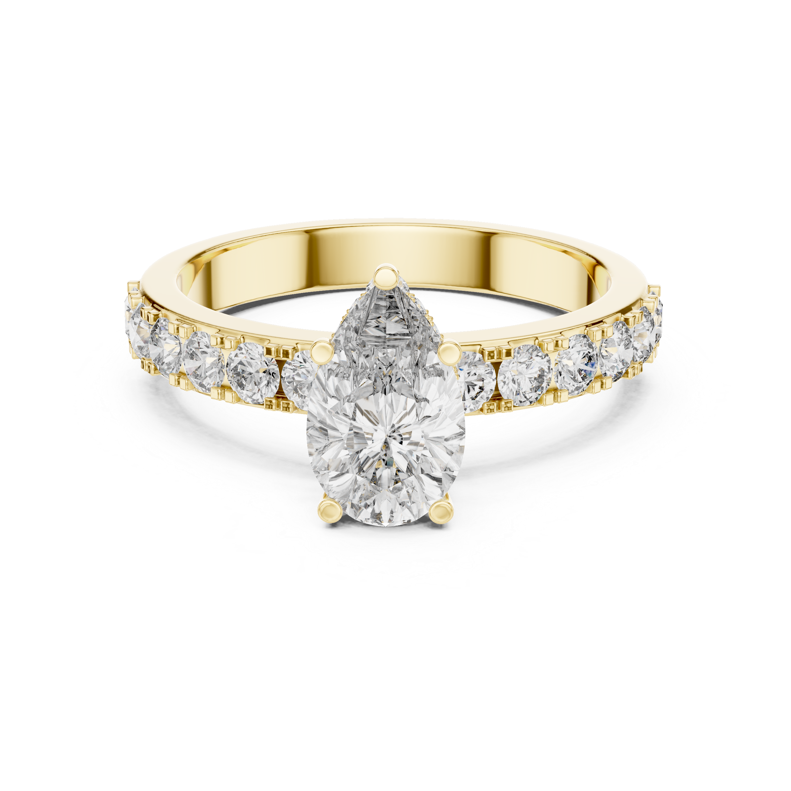 Pear Engagement Ring With Hidden Halo Setting
