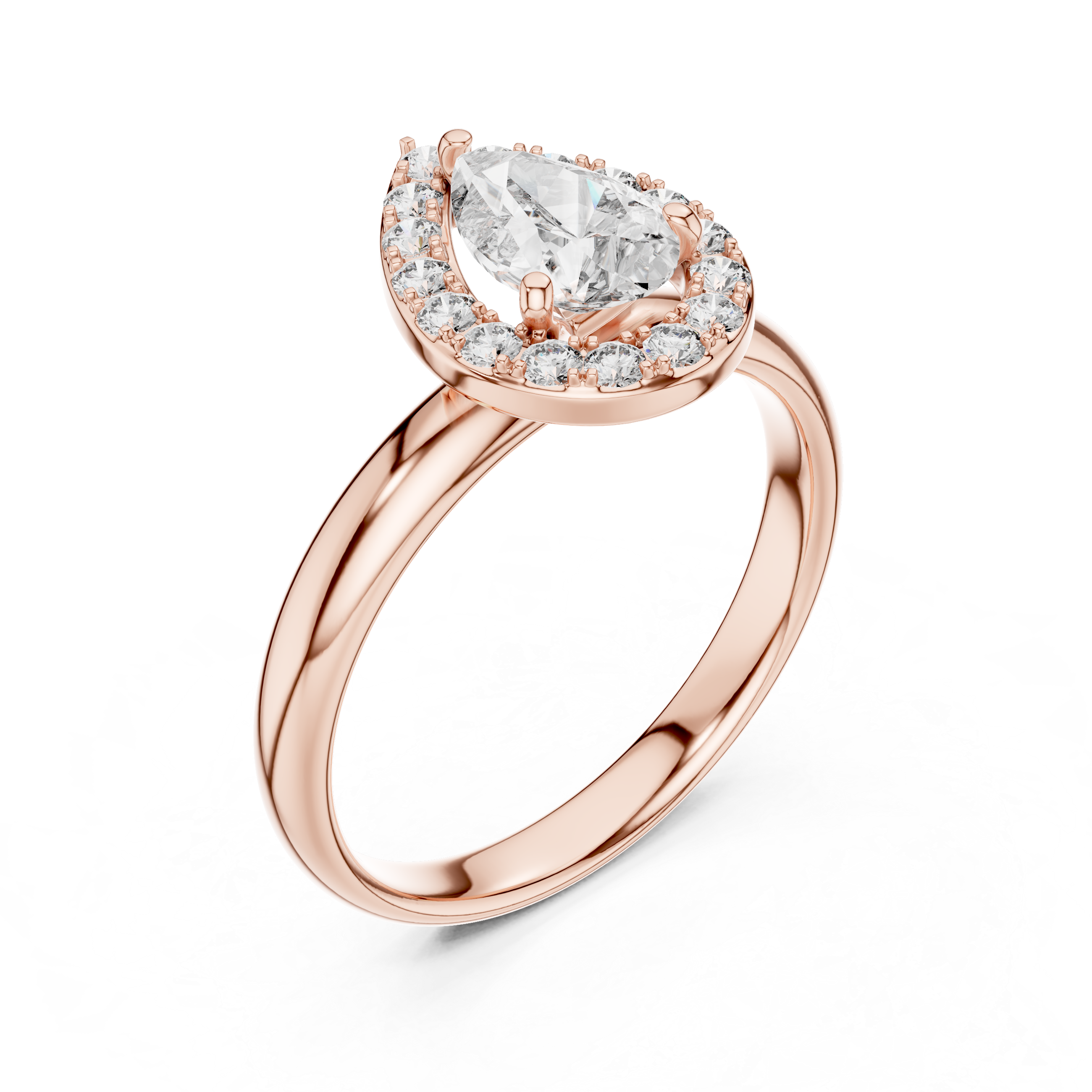 Pear Engagement Ring With  Halo Setting
