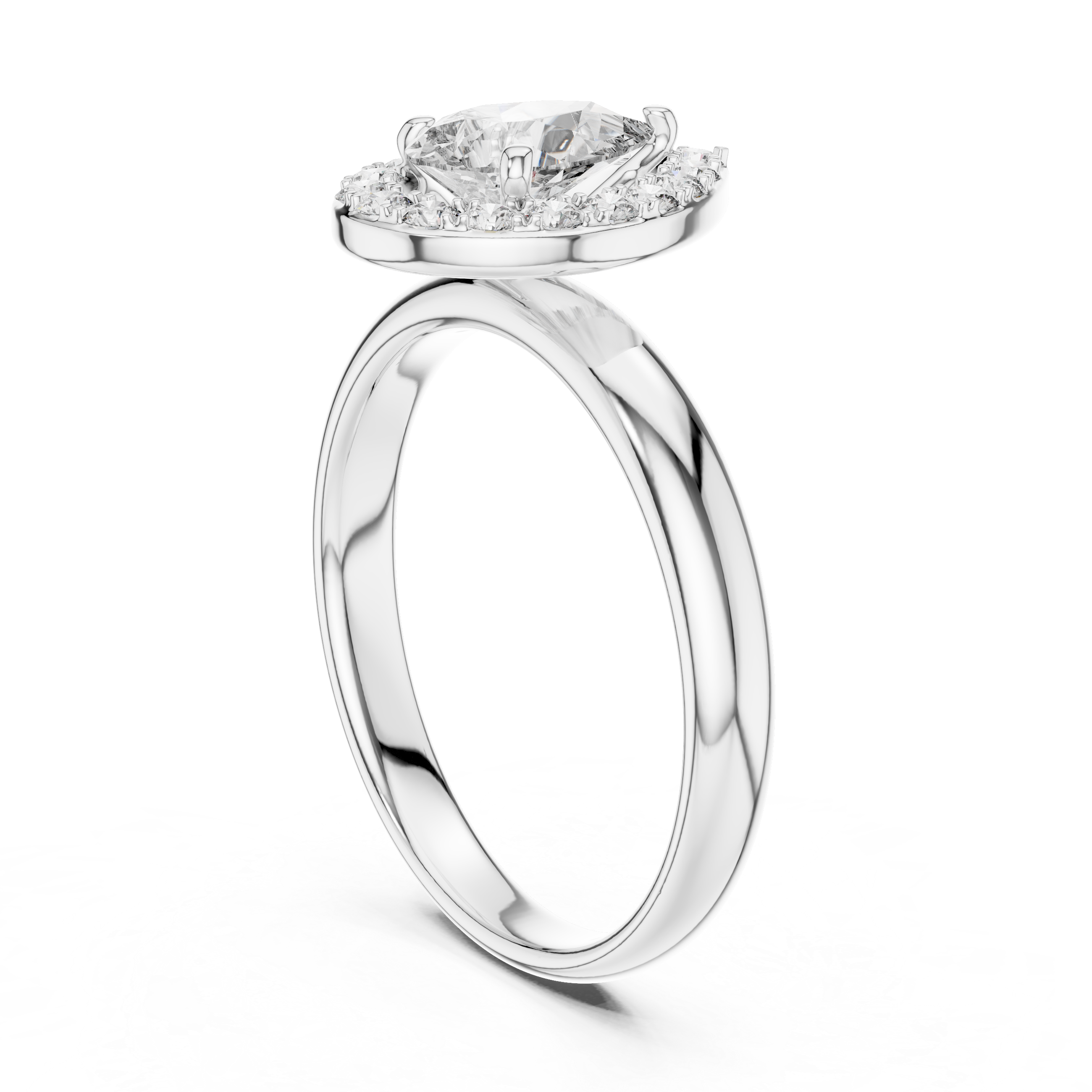 Pear Engagement Ring With  Halo Setting