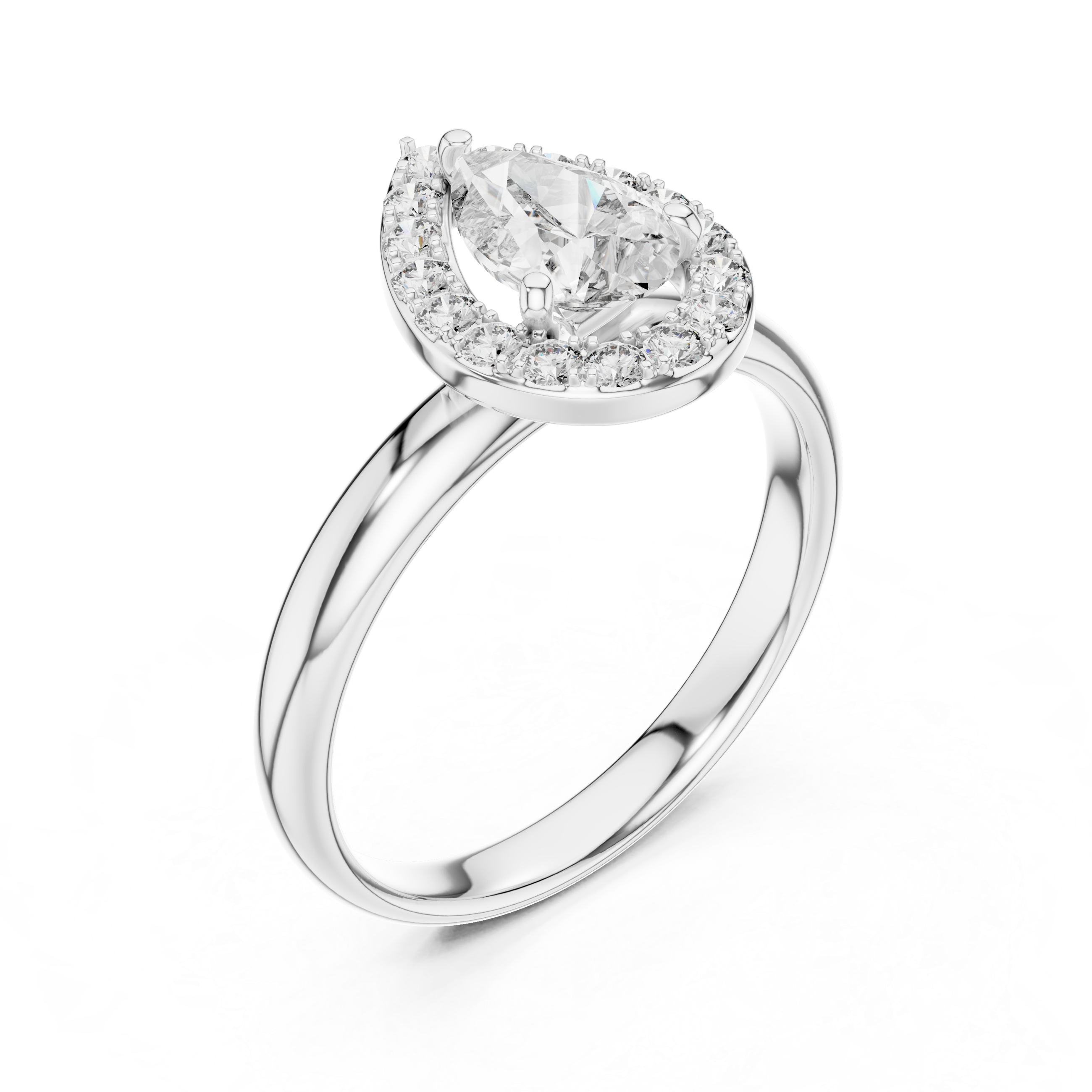 Pear Engagement Ring With  Halo Setting