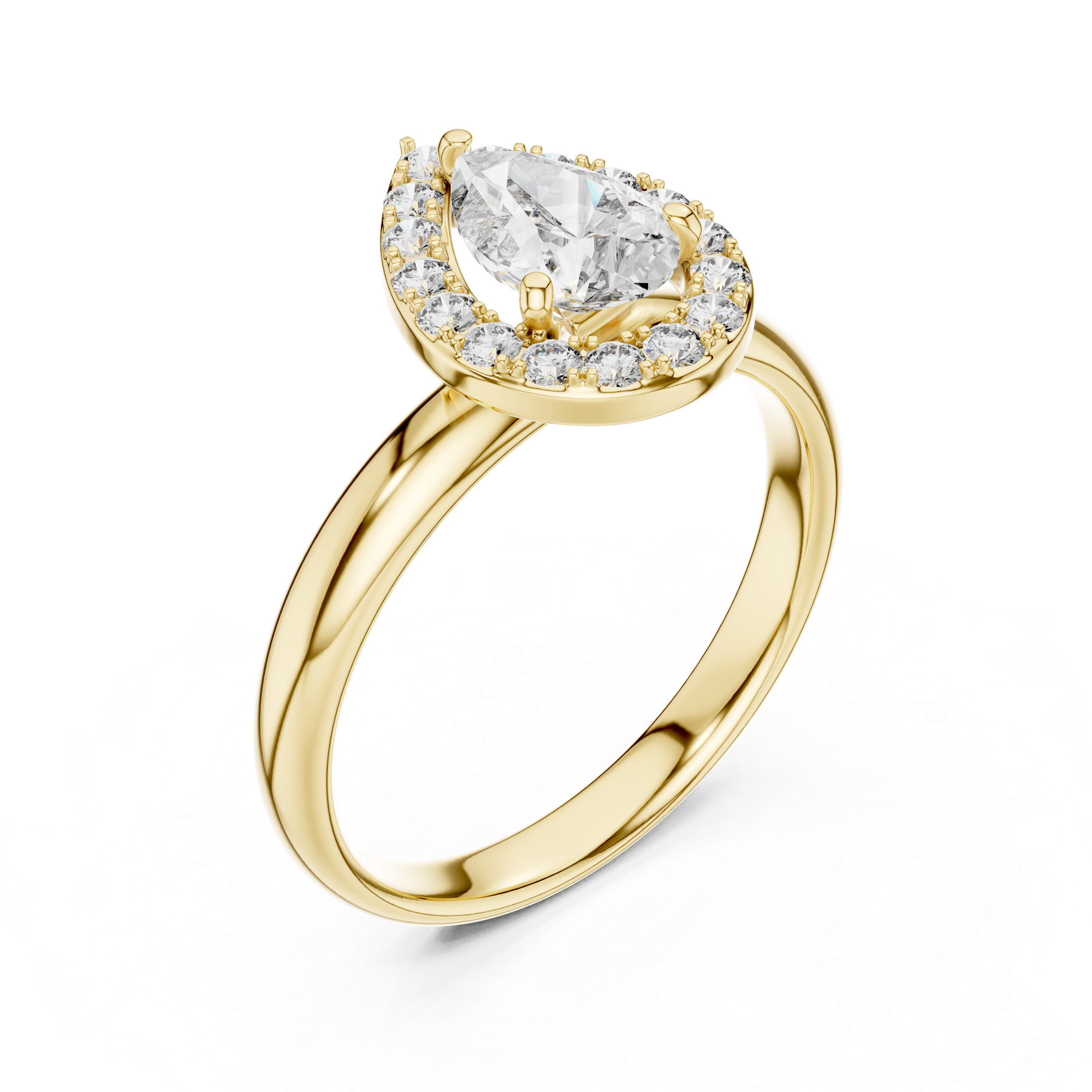 Pear Engagement Ring With  Halo Setting