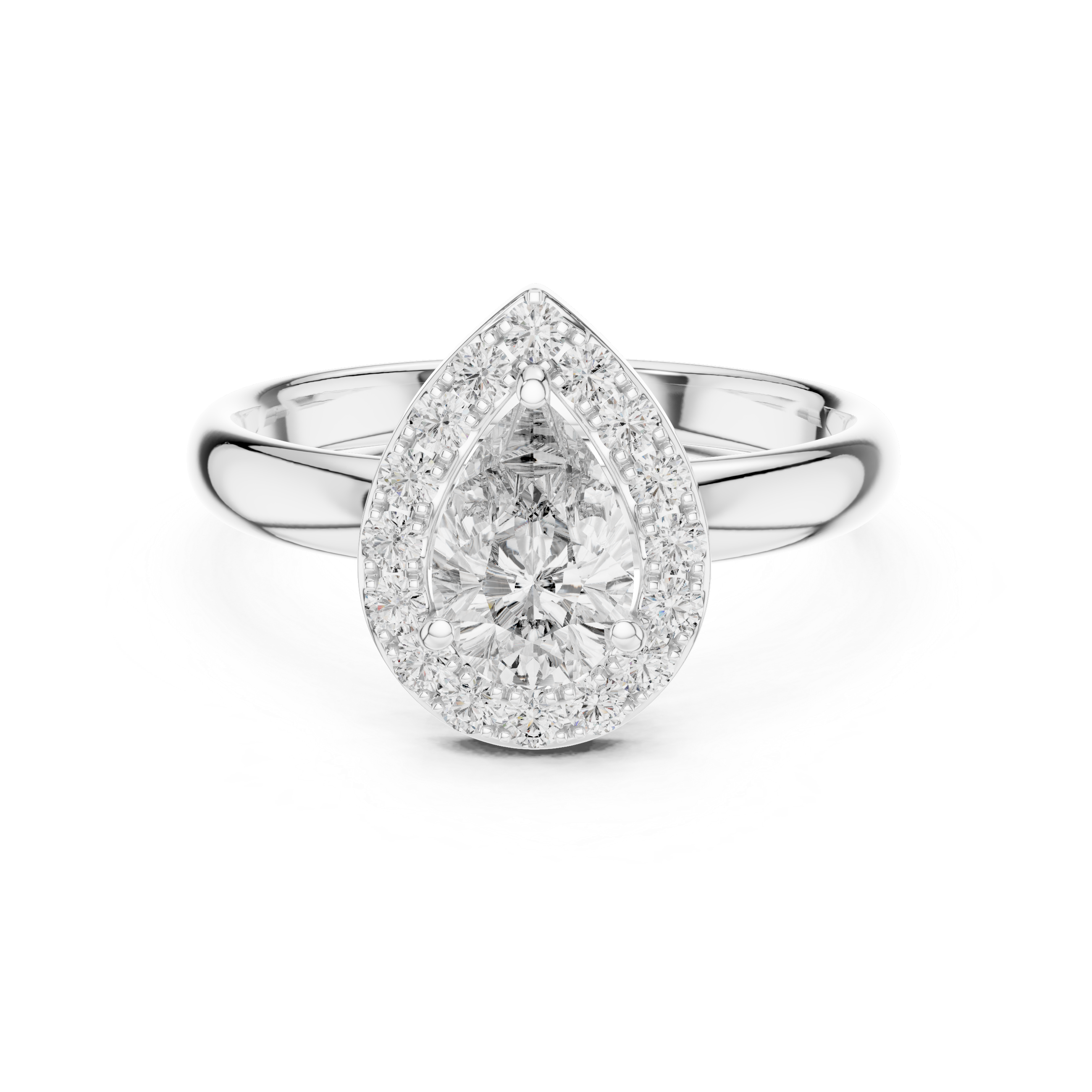 Pear Engagement Ring With  Halo Setting