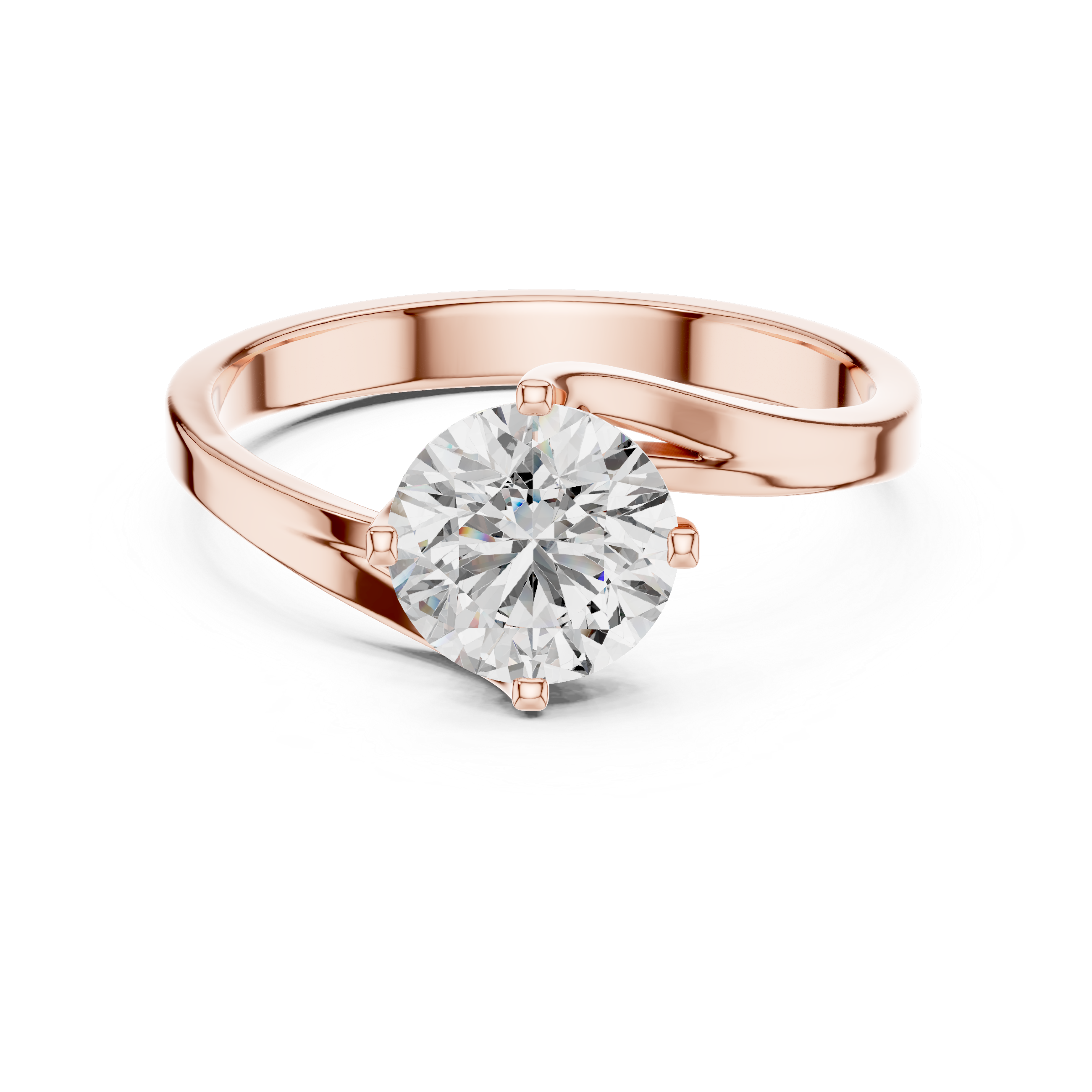 1ct Solitaire Twist Cross Band