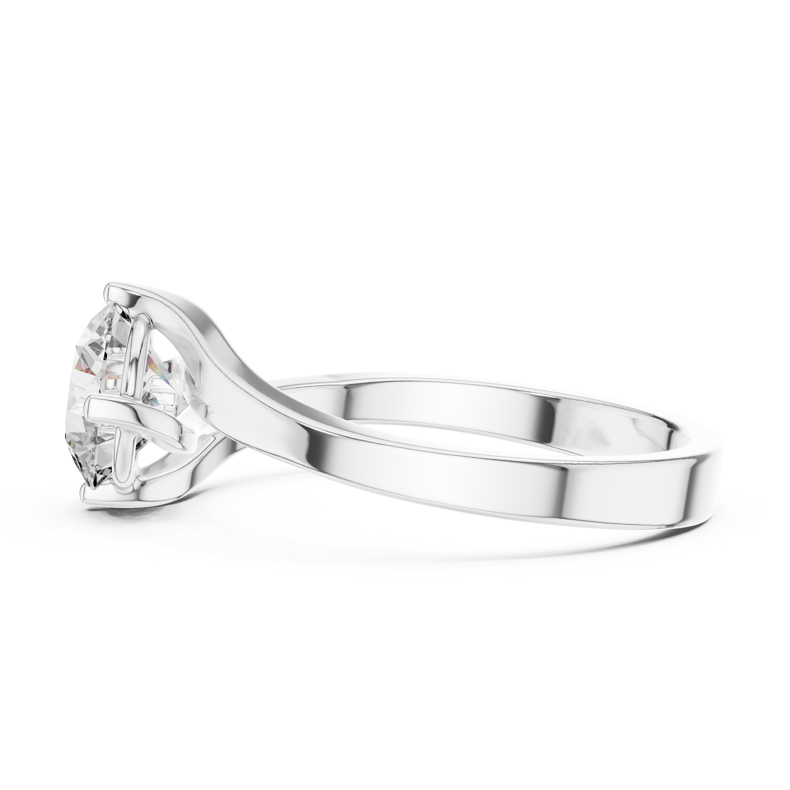 1ct Solitaire Twist Cross Band