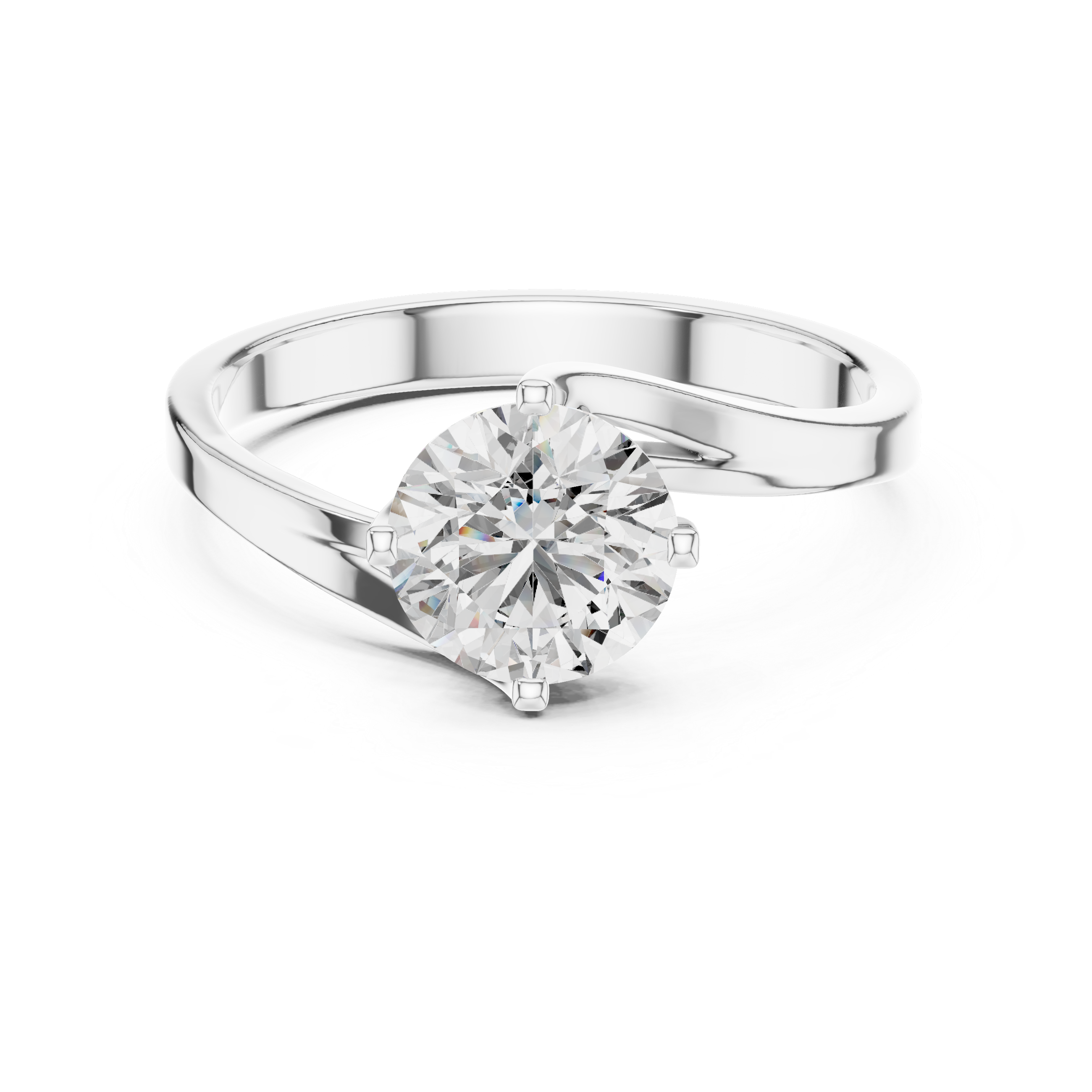 1ct Solitaire Twist Cross Band