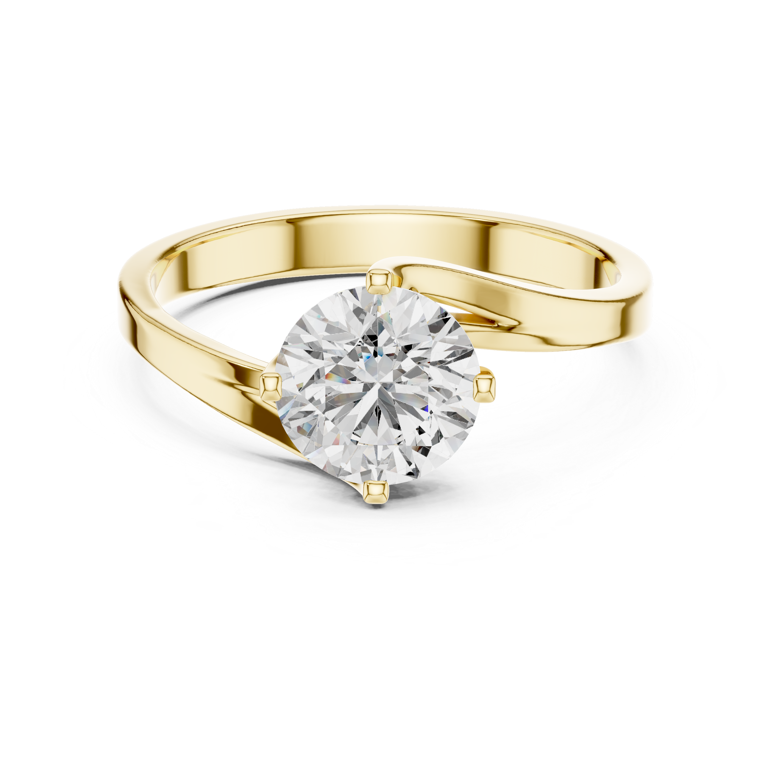 1ct Solitaire Twist Cross Band