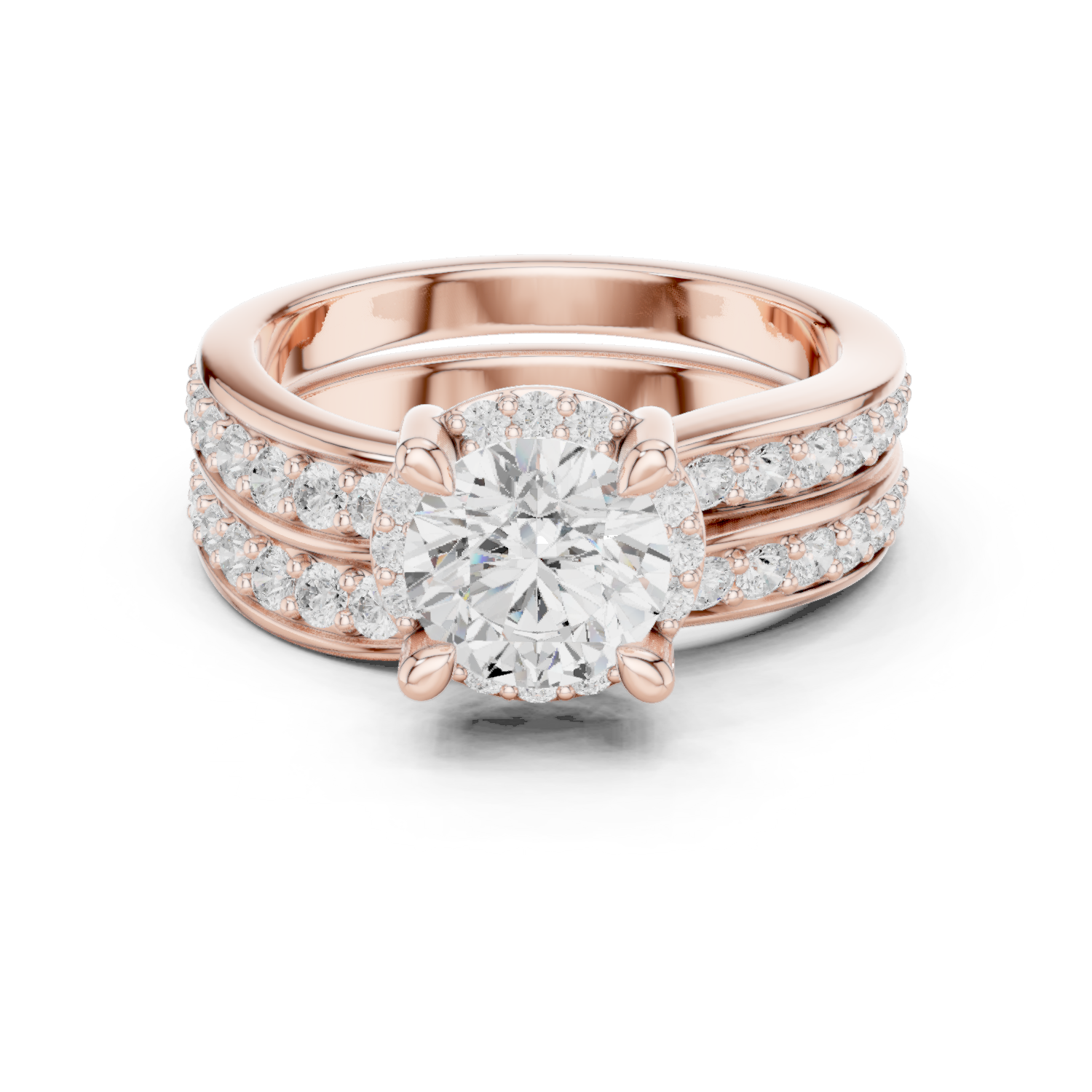 Infinity Weave Round Diamond Split Band Engagement Ring